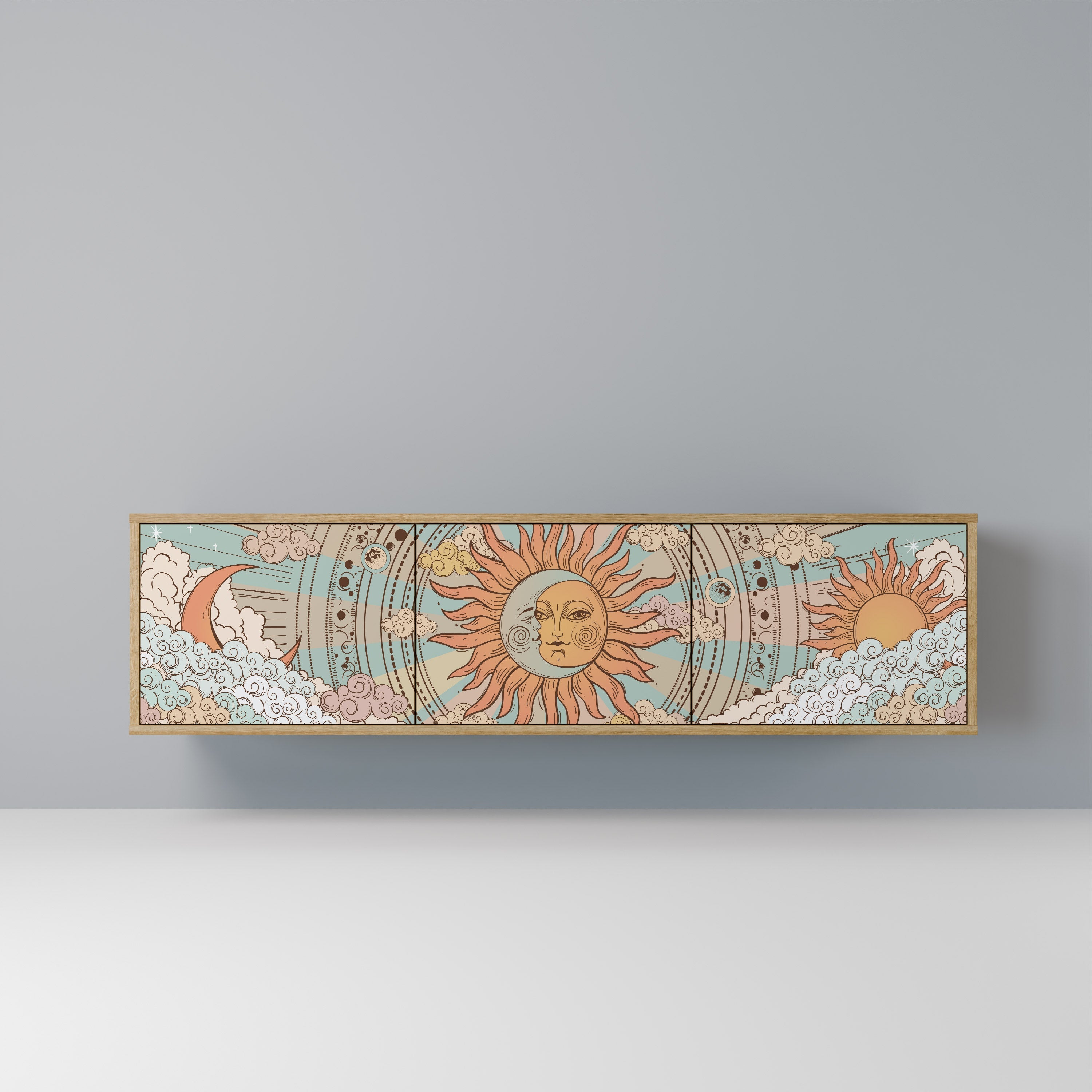 MYSTICAL STRUCTURE Móvel de TV com 3 Portas em Efeito Carvalho