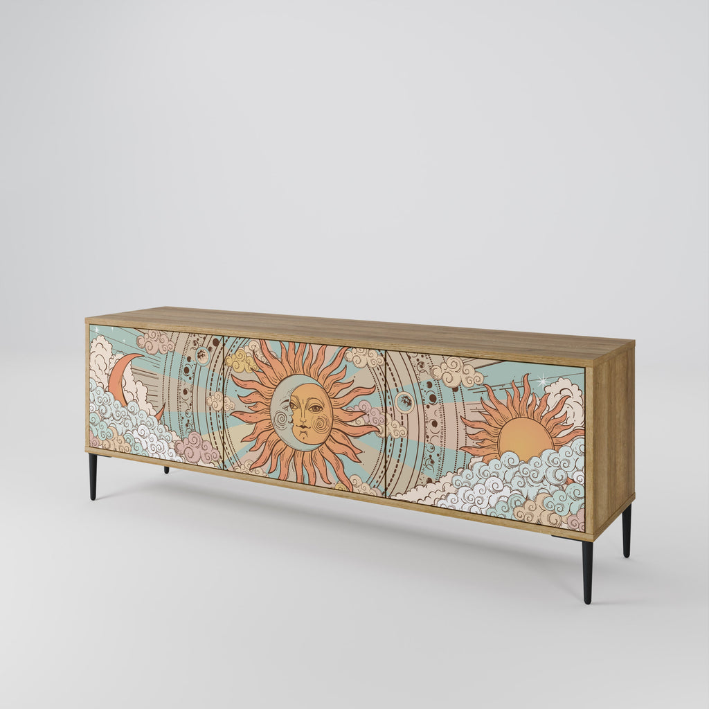 MYSTICAL STRUCTURE Móvel de TV com 3 Portas em Efeito Carvalho