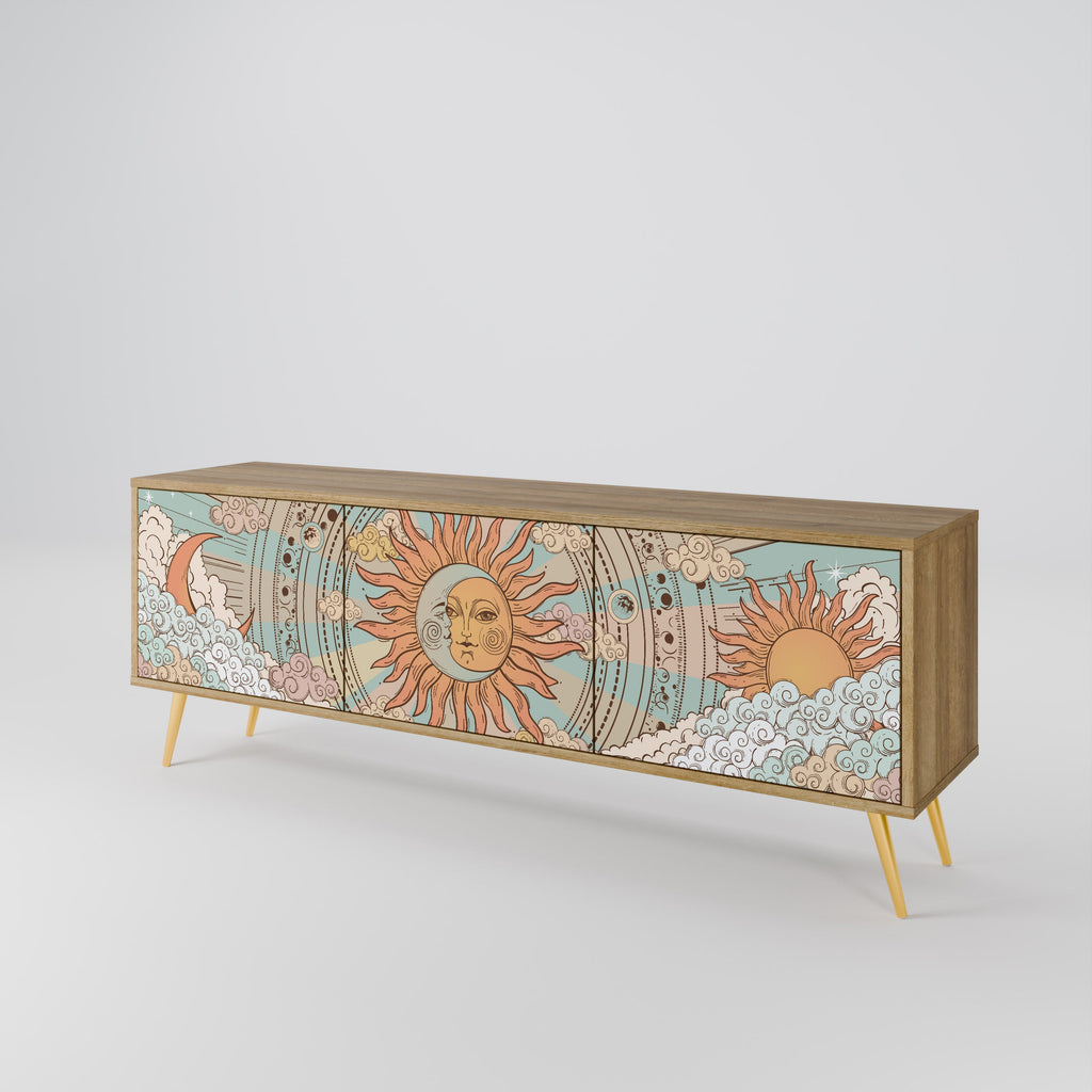 MYSTICAL STRUCTURE Móvel de TV com 3 Portas em Efeito Carvalho