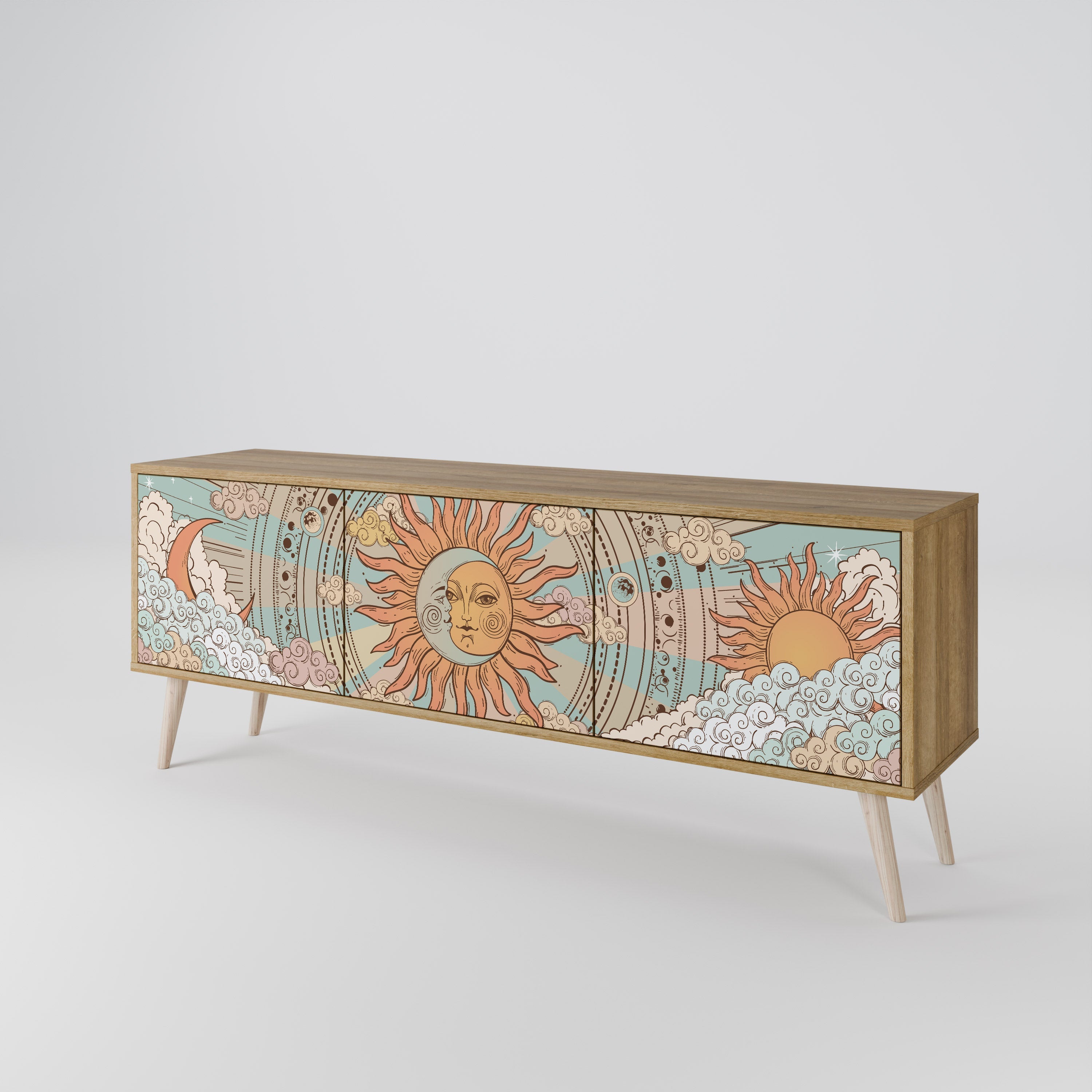 MYSTICAL STRUCTURE Móvel de TV com 3 Portas em Efeito Carvalho