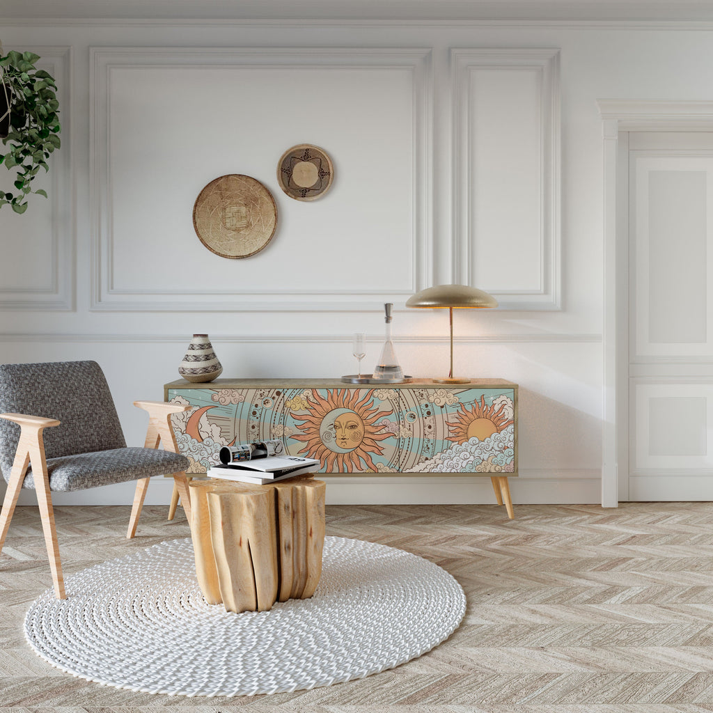 MYSTICAL STRUCTURE Móvel de TV com 3 Portas em Efeito Carvalho