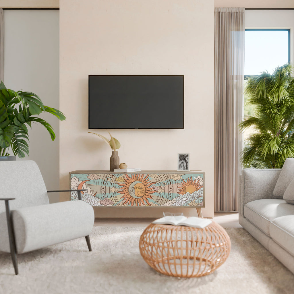 MYSTICAL STRUCTURE Móvel de TV com 3 Portas em Efeito Carvalho