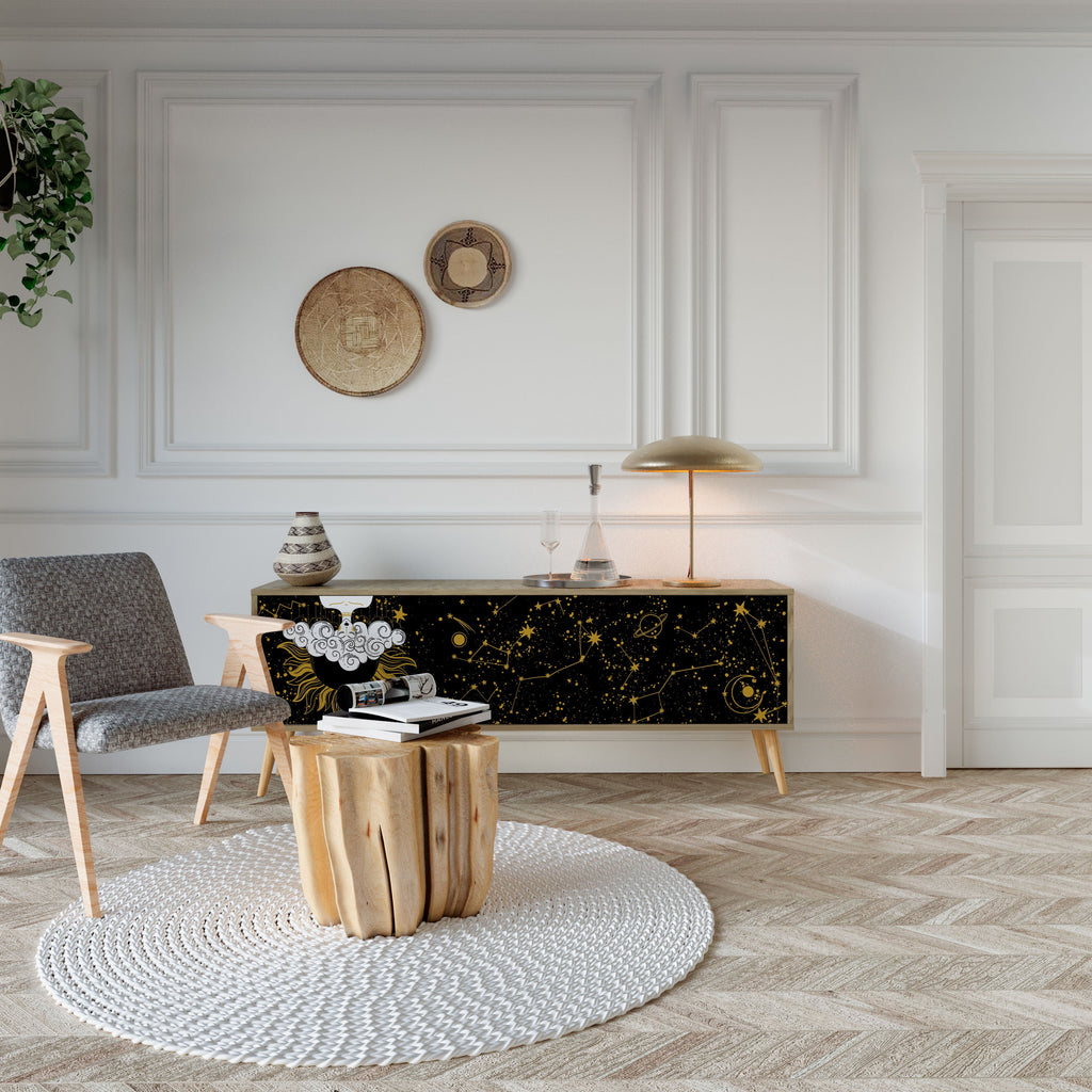 STELLAR CONSTELLATIONS Móvel de TV com 3 Portas em Efeito Carvalho