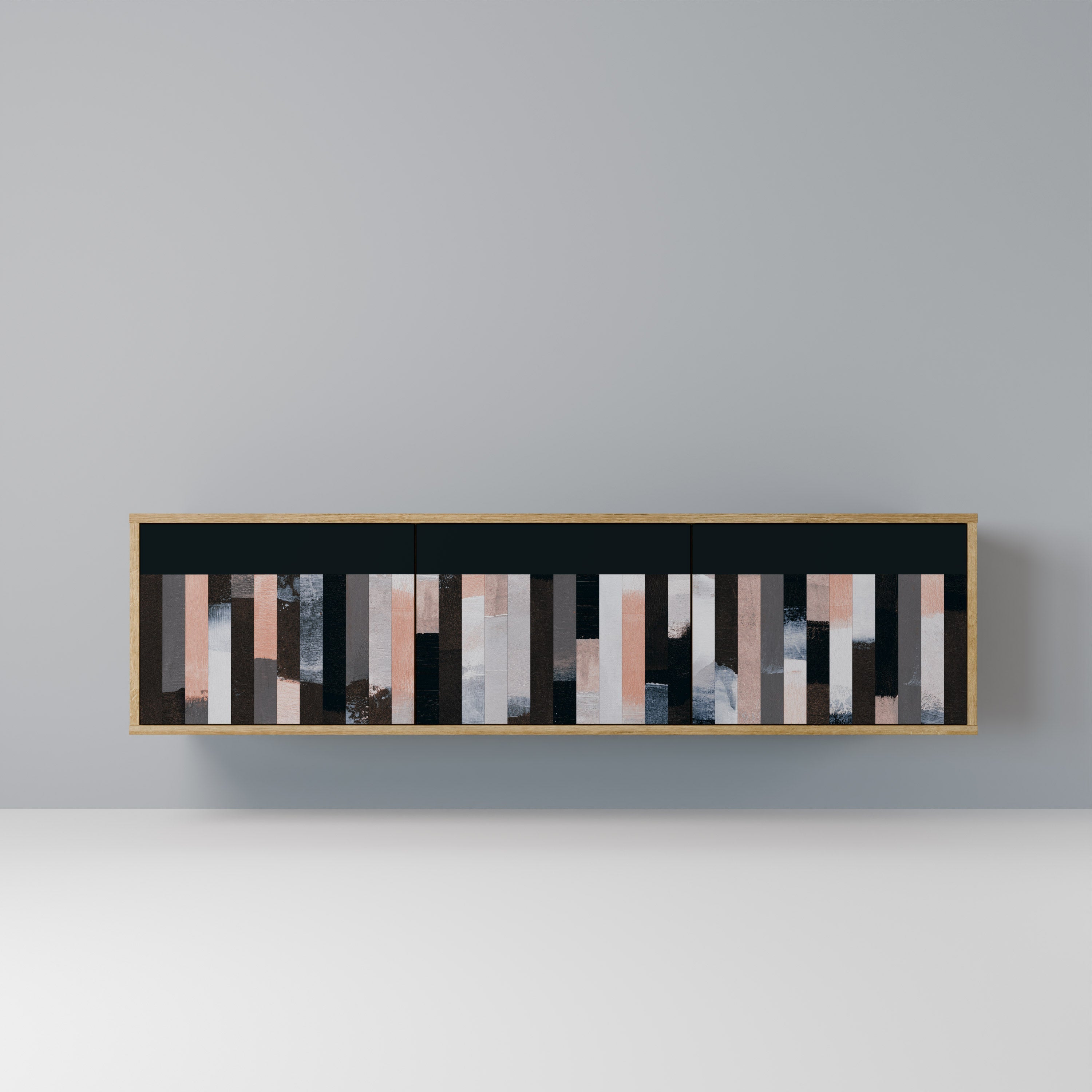 COLLAGE OF RECTANGLES Móvel de TV com 3 Portas em Efeito Carvalho