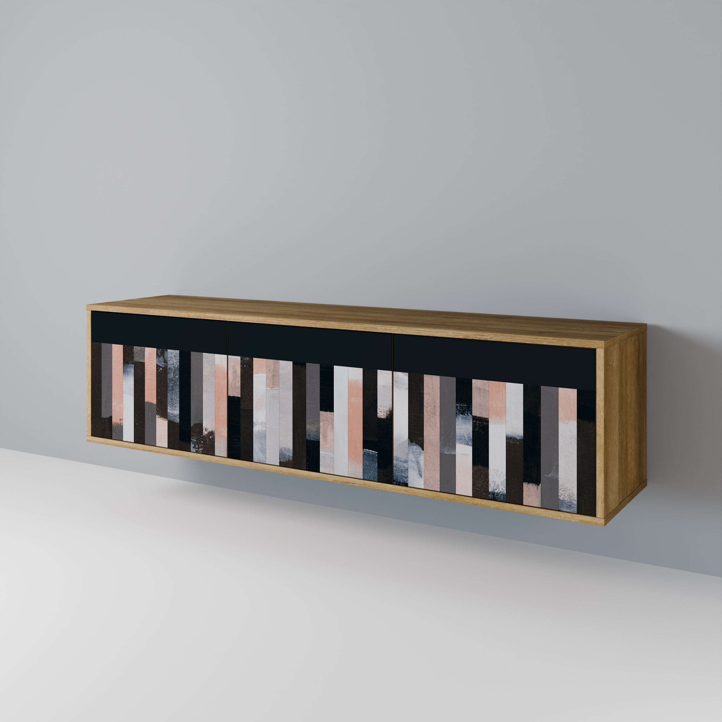 COLLAGE OF RECTANGLES Móvel de TV com 3 Portas em Efeito Carvalho