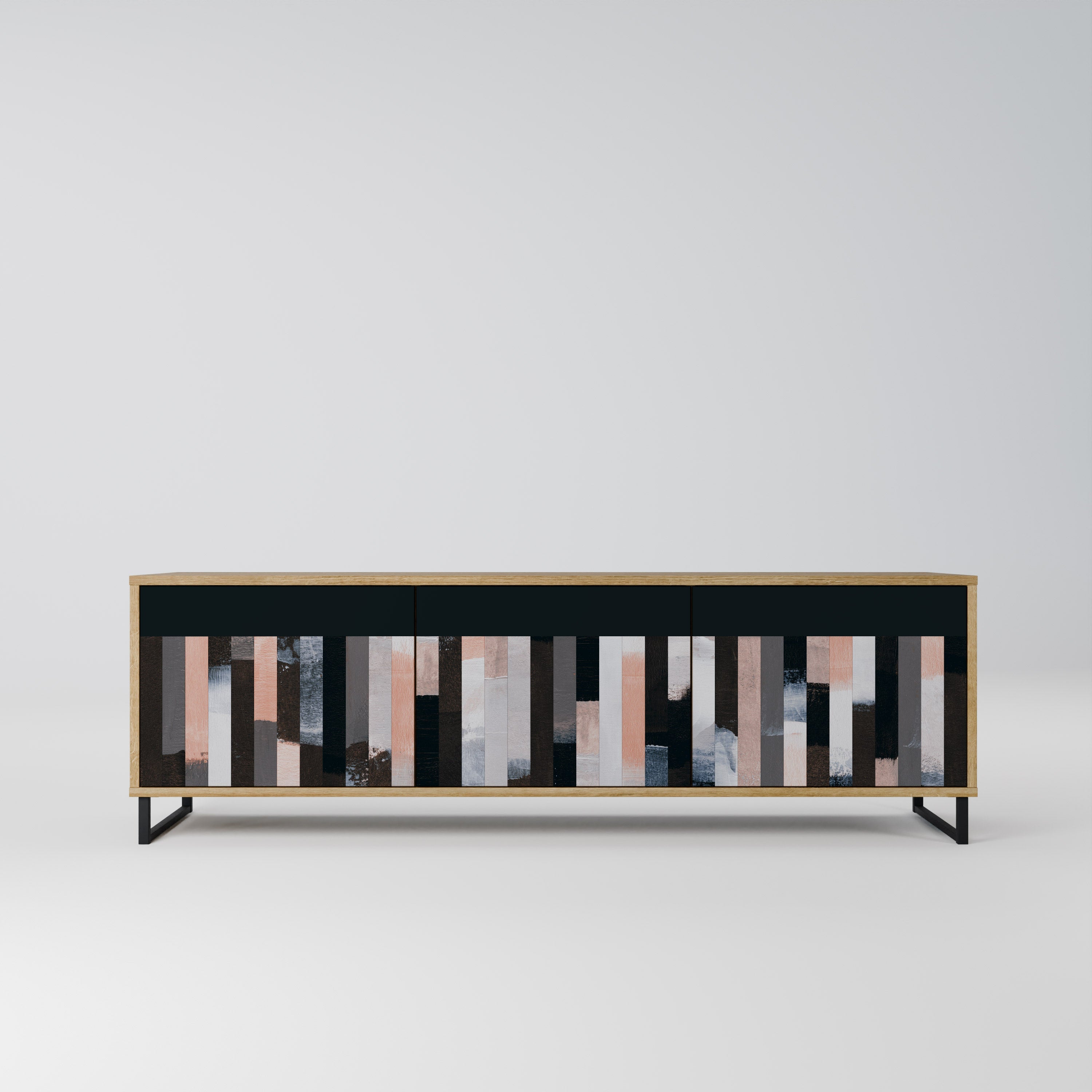 COLLAGE OF RECTANGLES Móvel de TV com 3 Portas em Efeito Carvalho