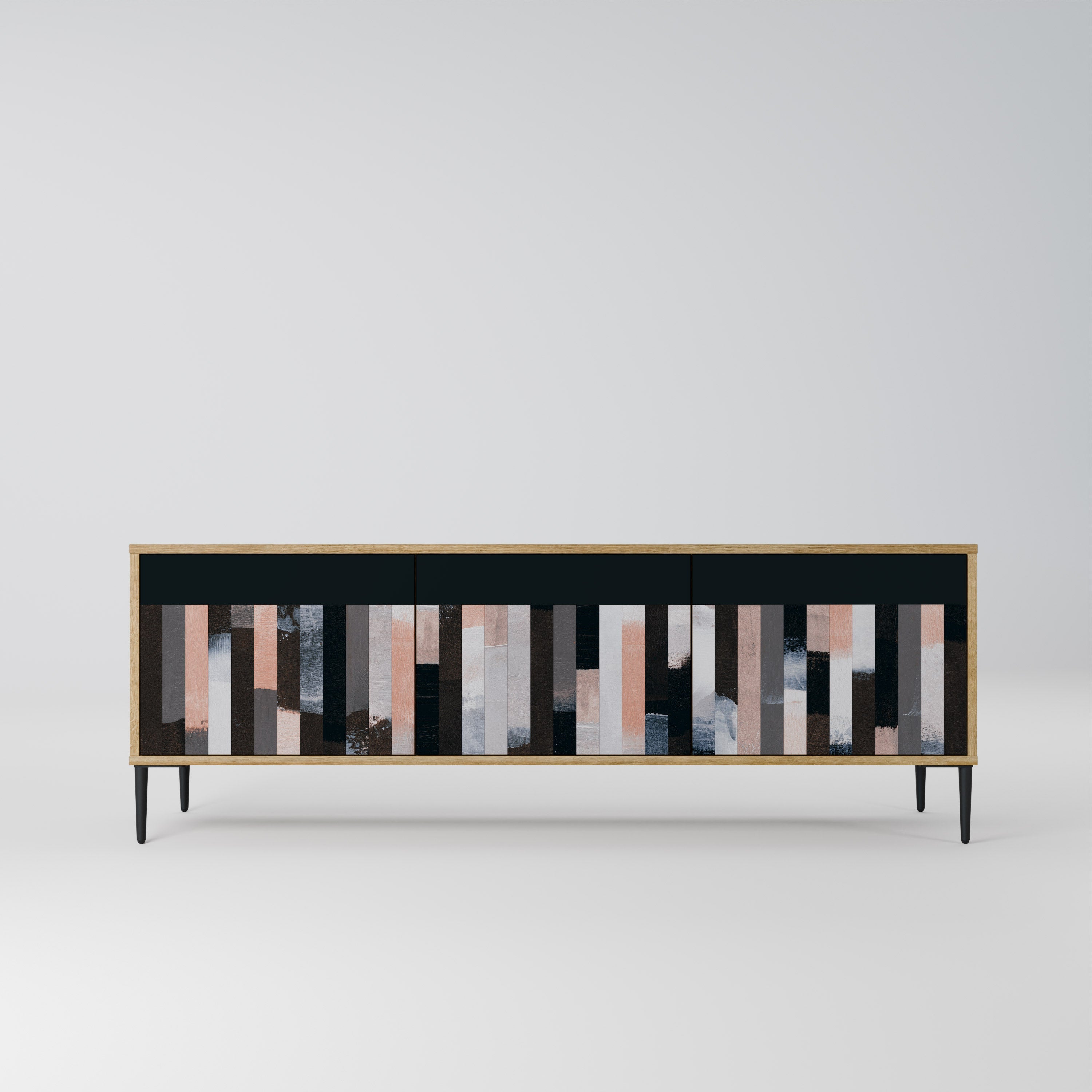 COLLAGE OF RECTANGLES Móvel de TV com 3 Portas em Efeito Carvalho