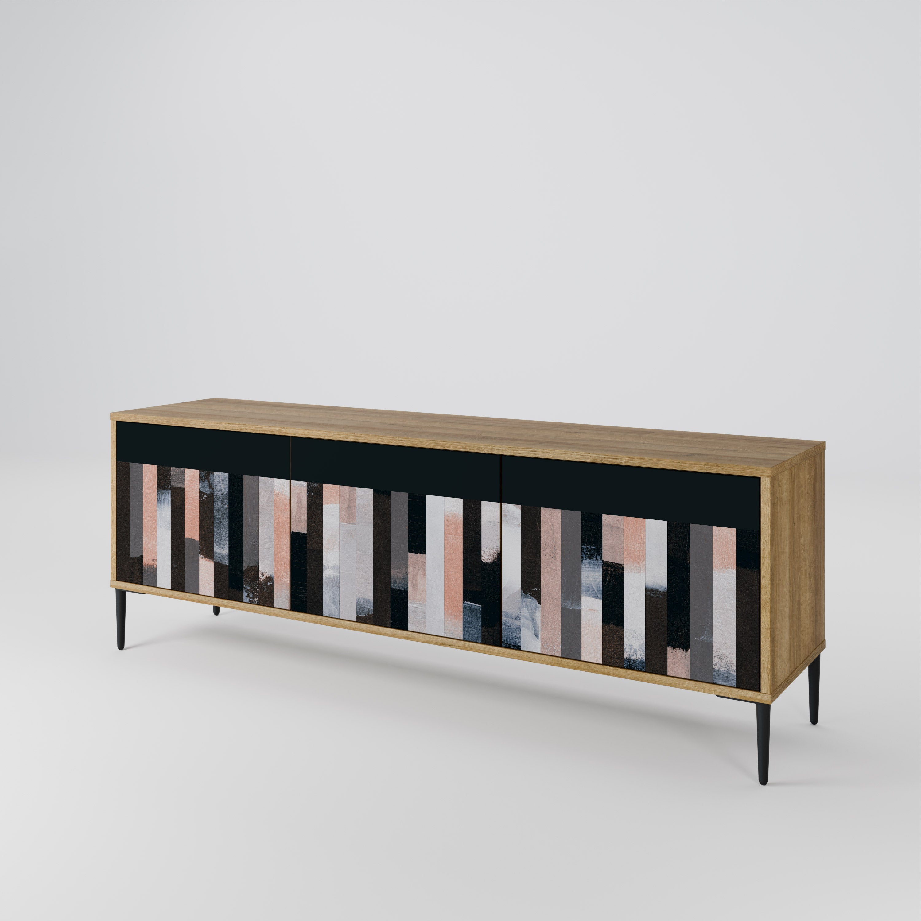 COLLAGE OF RECTANGLES Móvel de TV com 3 Portas em Efeito Carvalho