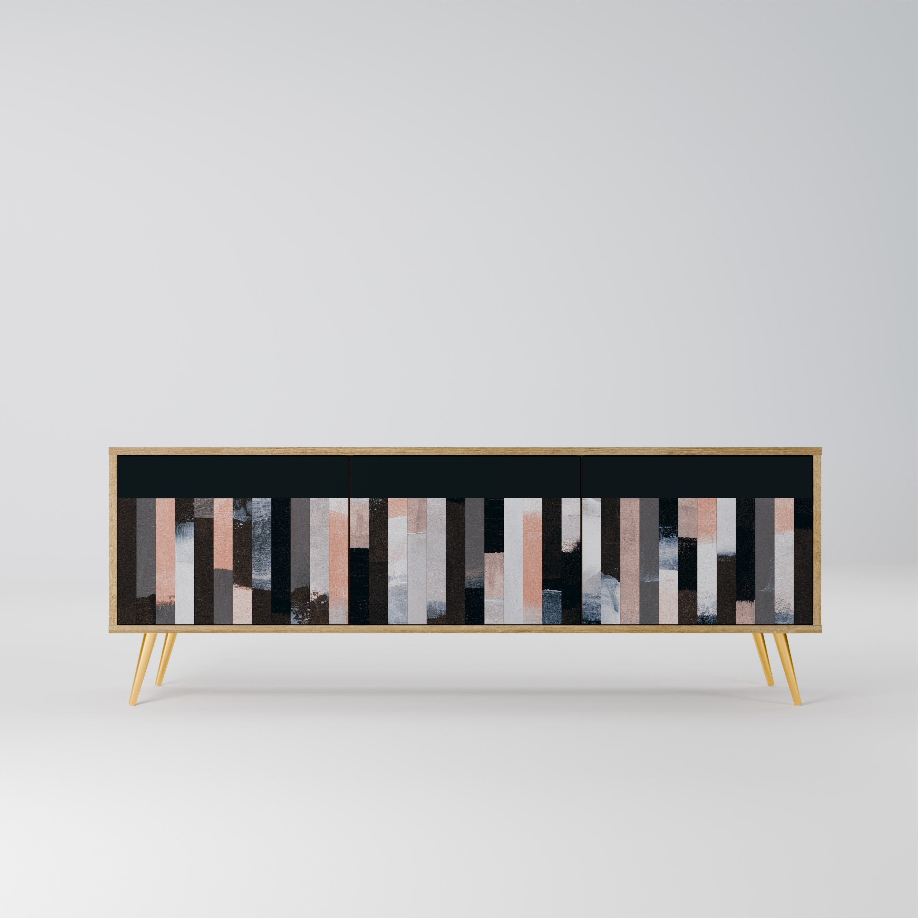 COLLAGE OF RECTANGLES Móvel de TV com 3 Portas em Efeito Carvalho