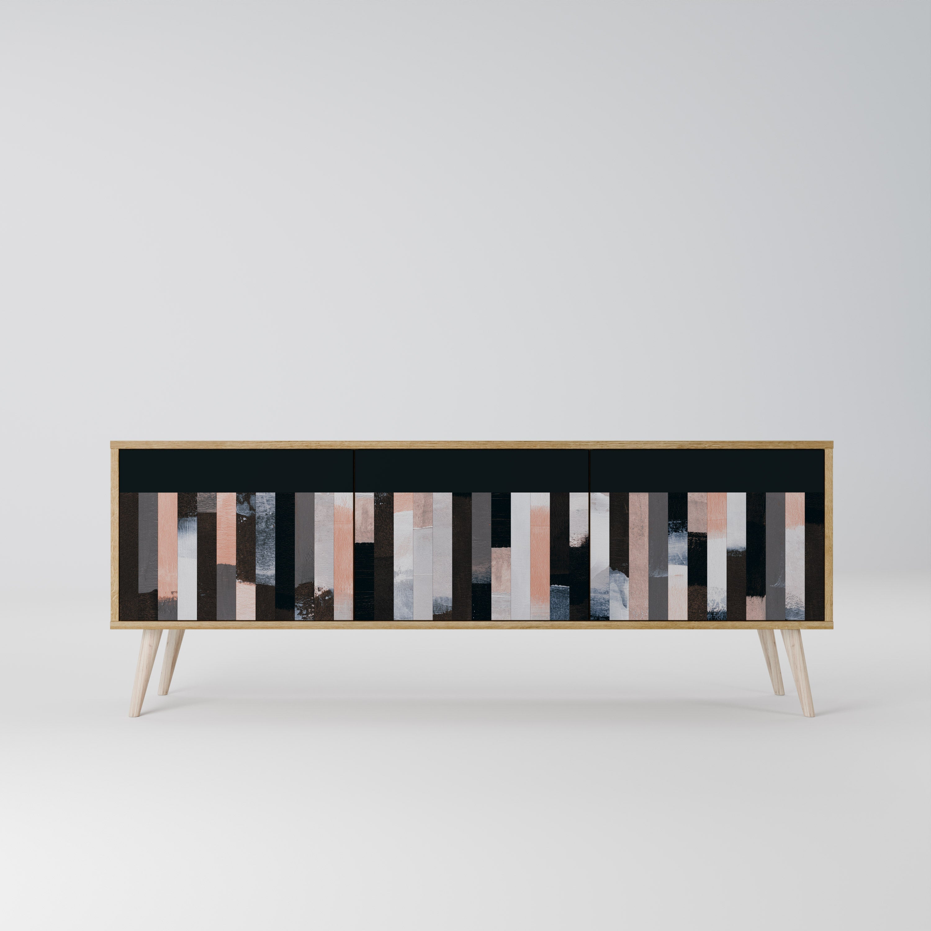 COLLAGE OF RECTANGLES Móvel de TV com 3 Portas em Efeito Carvalho