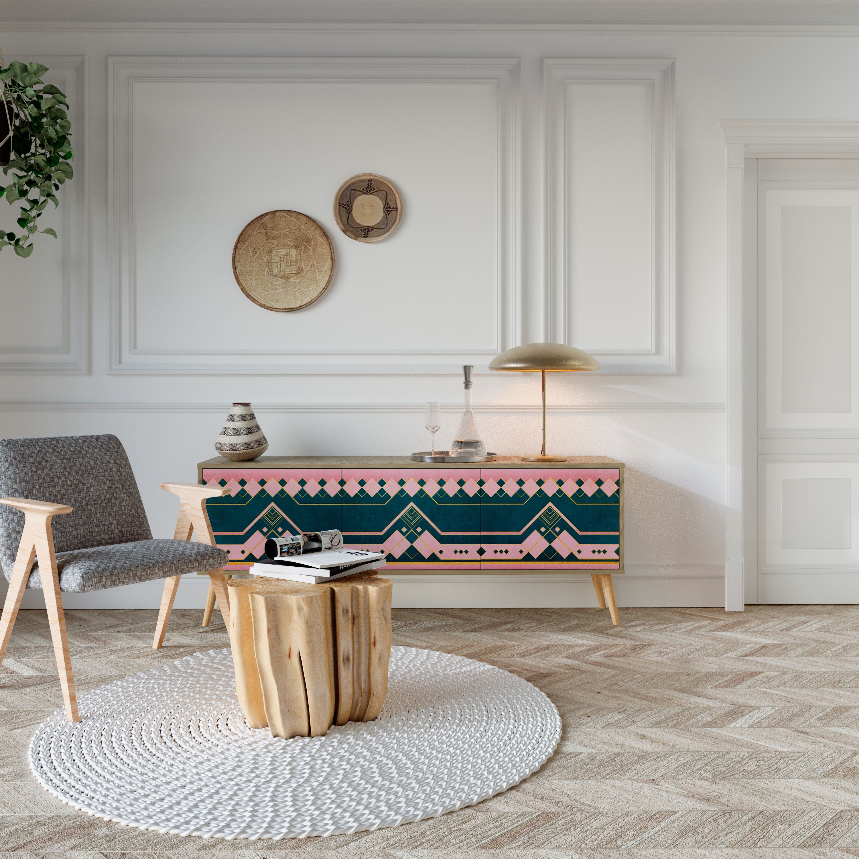 ROYAL COMPOSITION Móvel de TV com 3 Portas em Efeito Carvalho