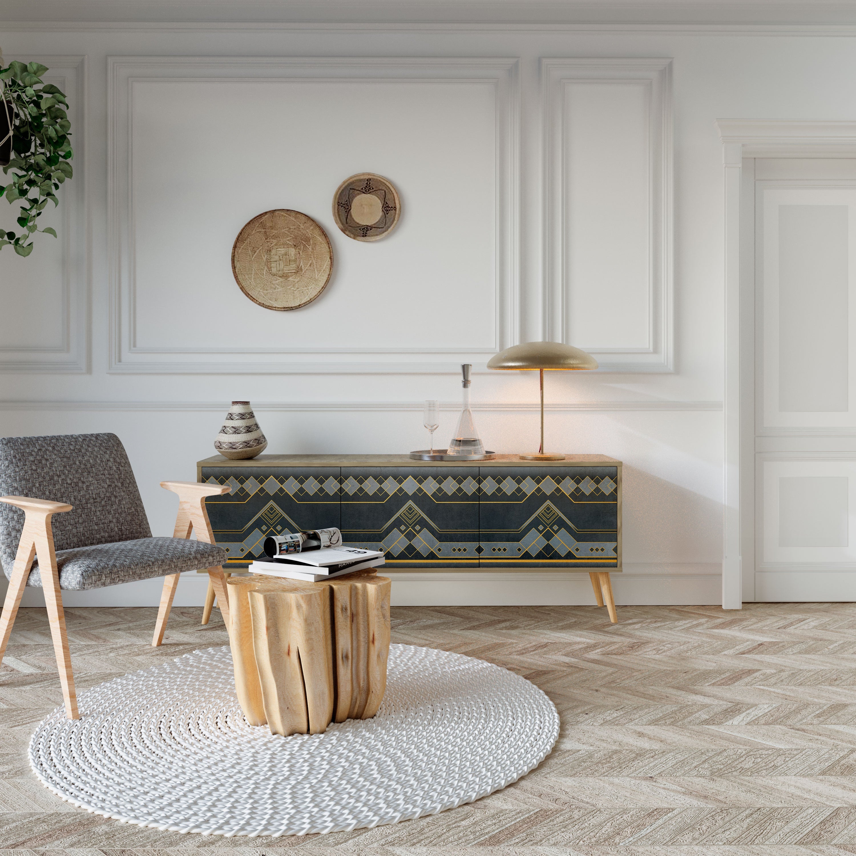 ROYAL ORDINARINESS Móvel de TV com 3 Portas em Efeito Carvalho