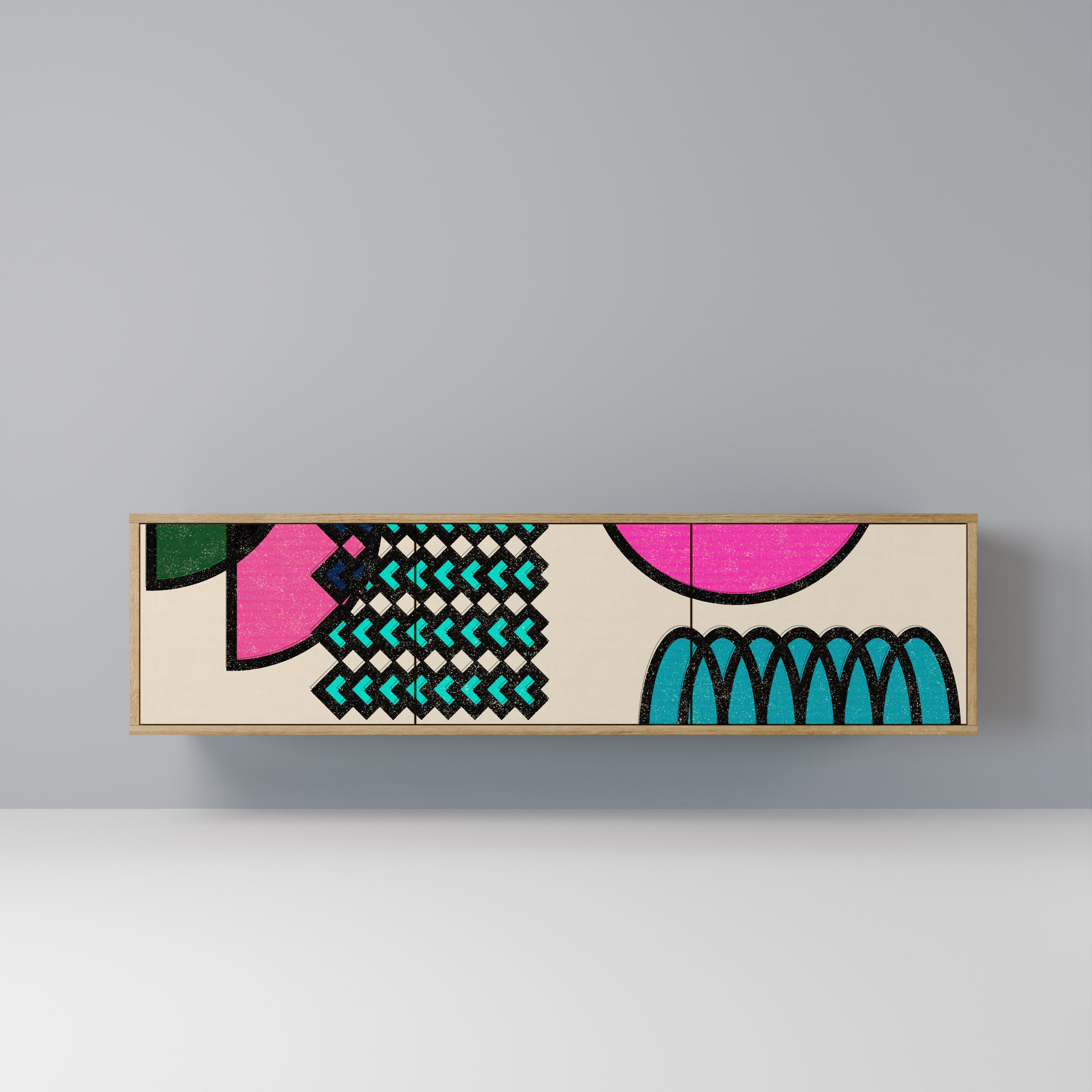 GEOMETRIC RHAPSODY Móvel de TV com 3 Portas em Efeito Carvalho