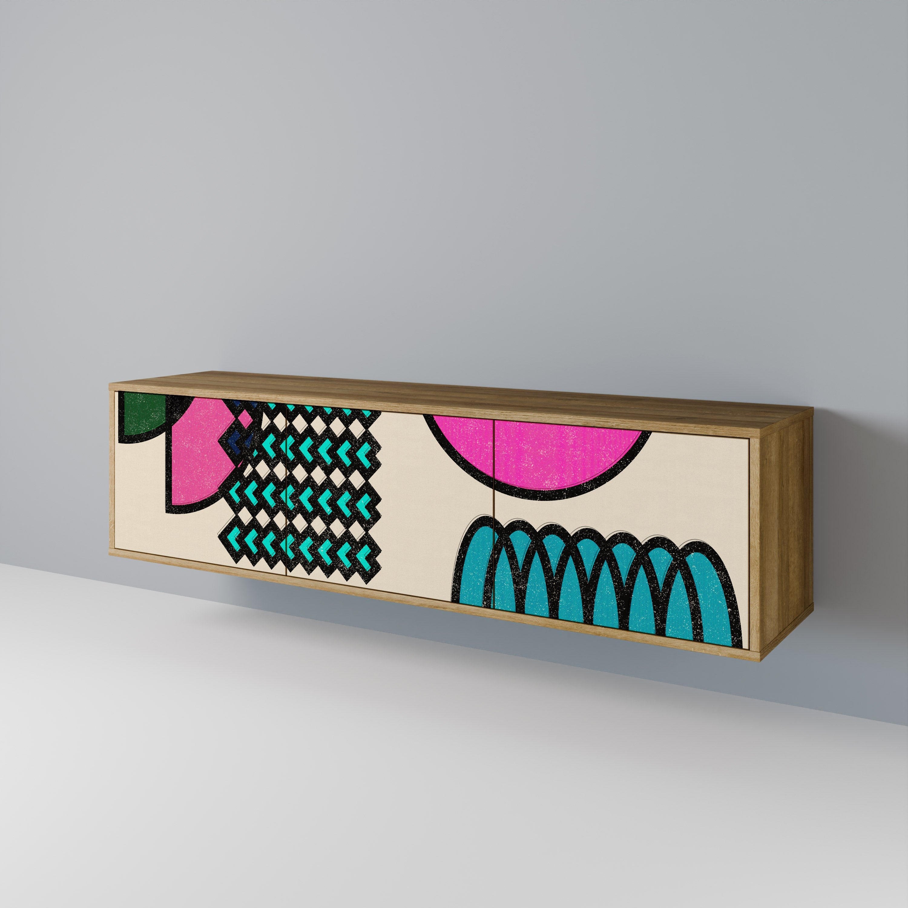 GEOMETRIC RHAPSODY Móvel de TV com 3 Portas em Efeito Carvalho