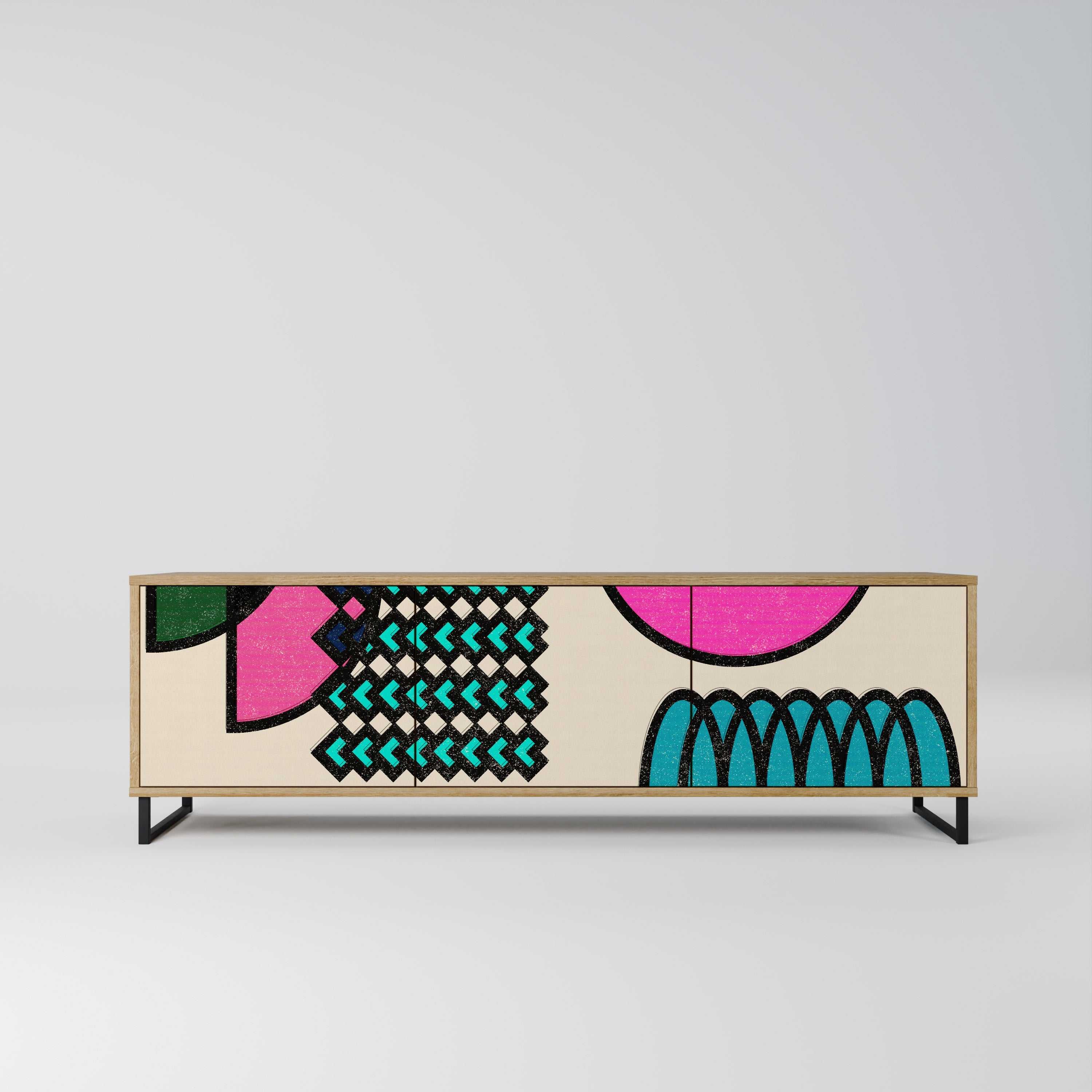 GEOMETRIC RHAPSODY Móvel de TV com 3 Portas em Efeito Carvalho