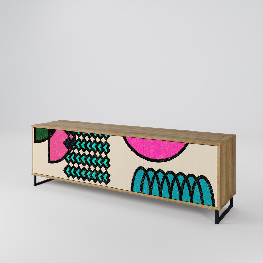 GEOMETRIC RHAPSODY Móvel de TV com 3 Portas em Efeito Carvalho