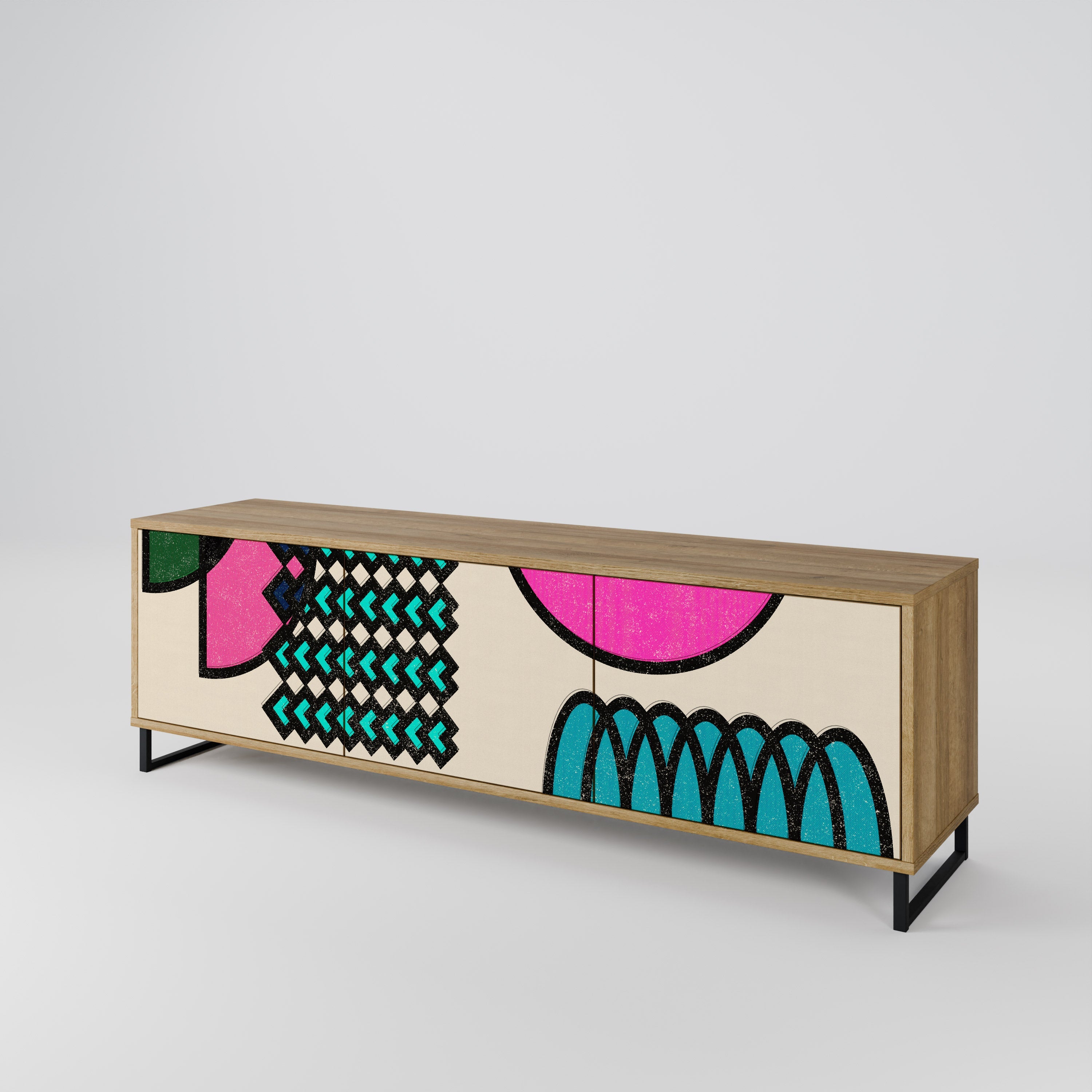 GEOMETRIC RHAPSODY Móvel de TV com 3 Portas em Efeito Carvalho