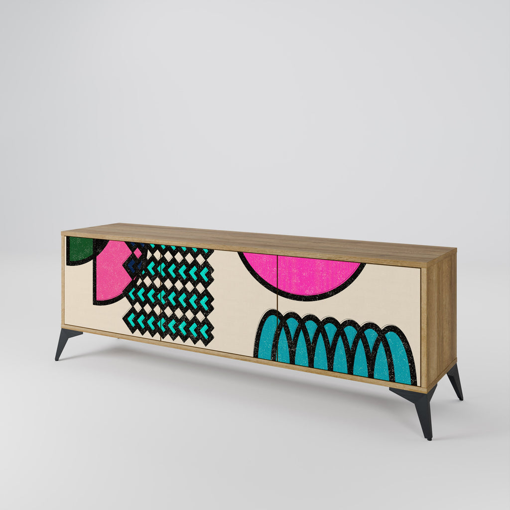 GEOMETRIC RHAPSODY Móvel de TV com 3 Portas em Efeito Carvalho