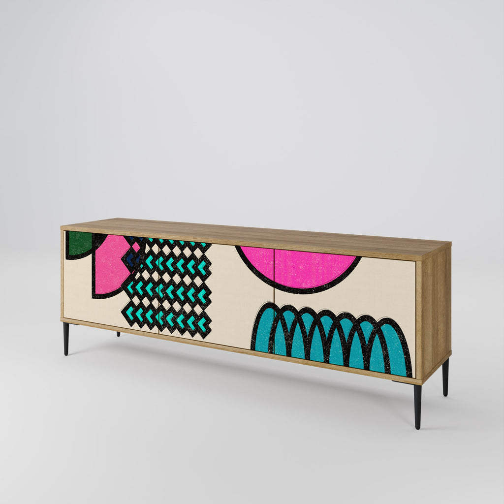 GEOMETRIC RHAPSODY Móvel de TV com 3 Portas em Efeito Carvalho