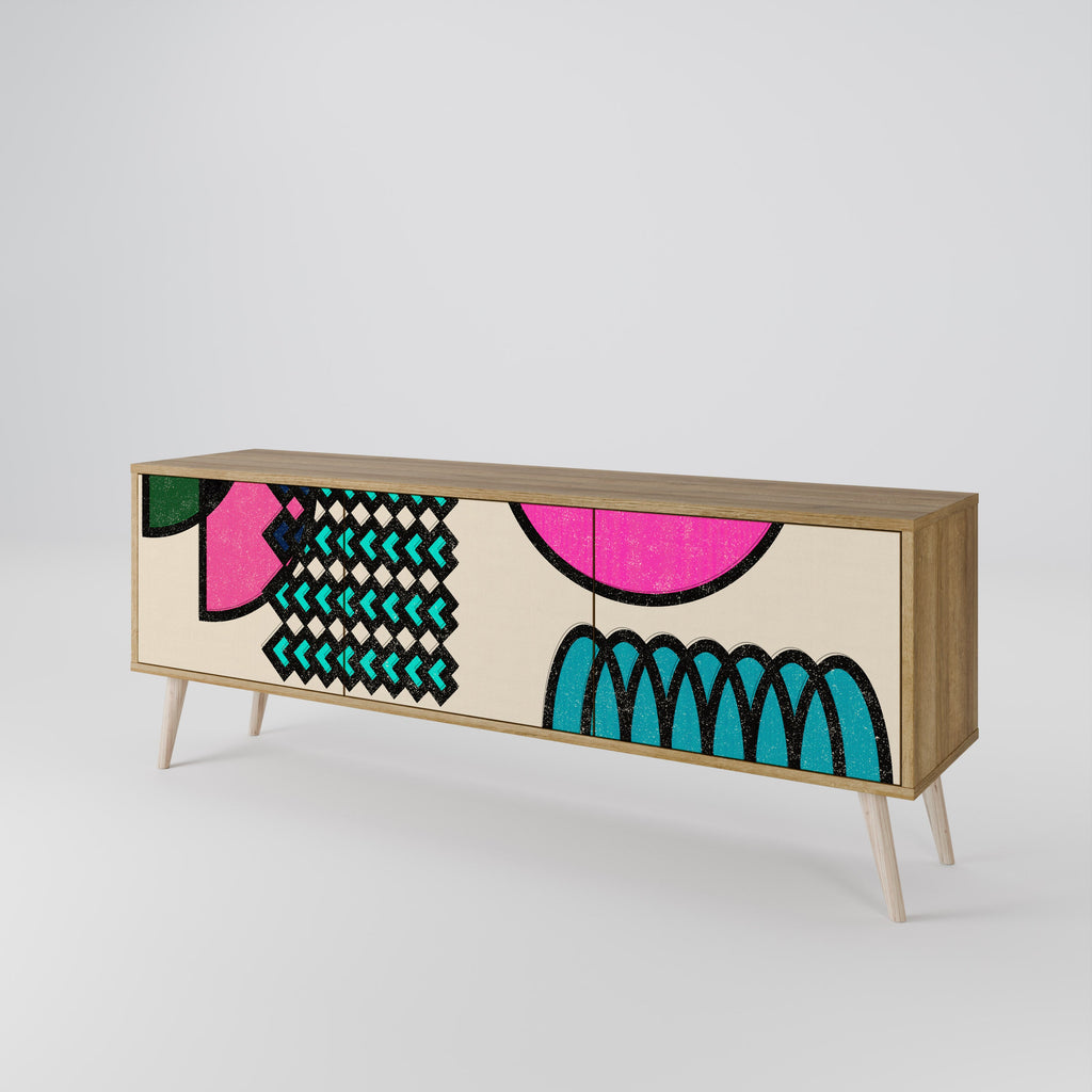 GEOMETRIC RHAPSODY Móvel de TV com 3 Portas em Efeito Carvalho