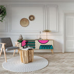 GEOMETRIC RHAPSODY Móvel de TV com 3 Portas em Efeito Carvalho