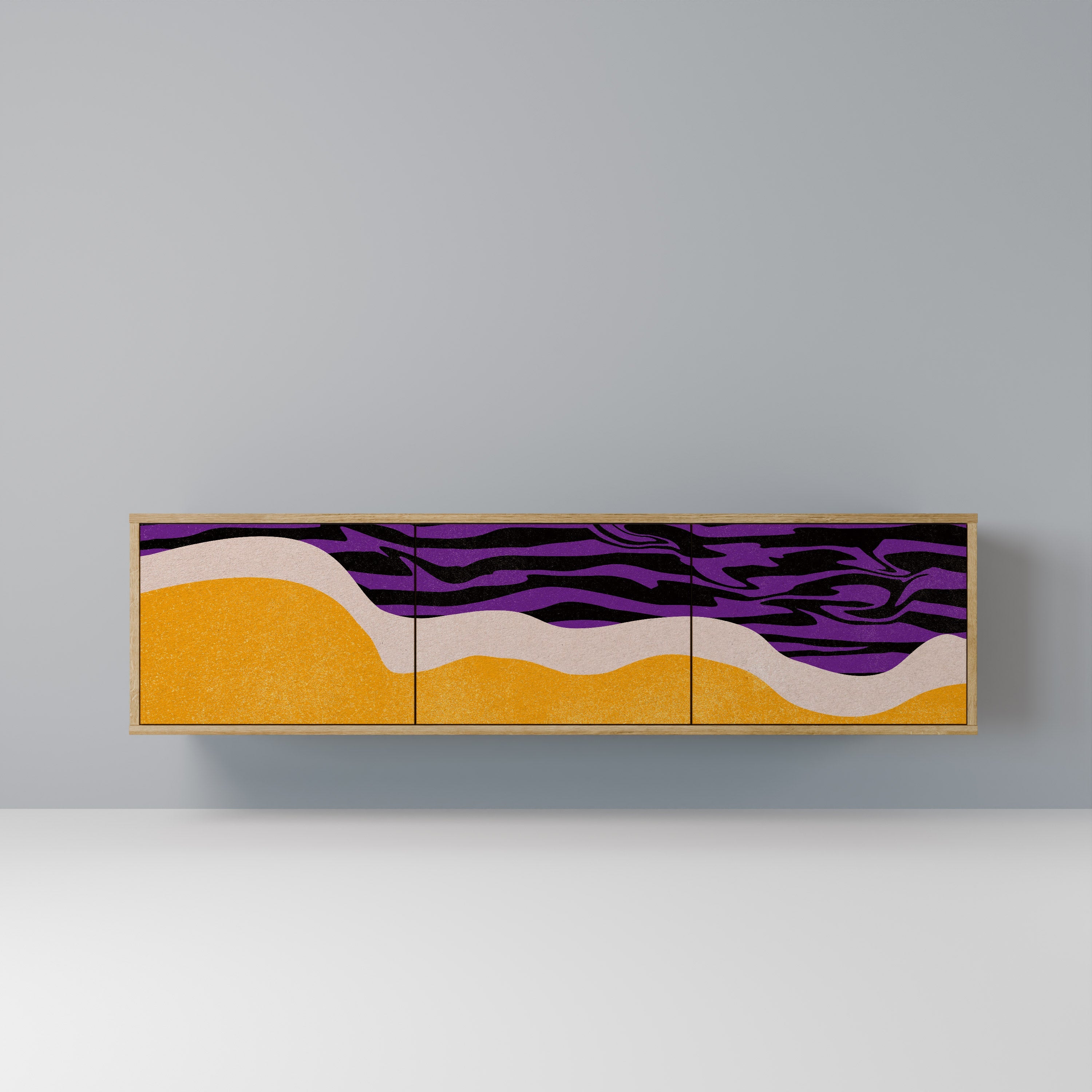 INDEPENDENT BORDER Móvel de TV com 3 Portas em Efeito Carvalho