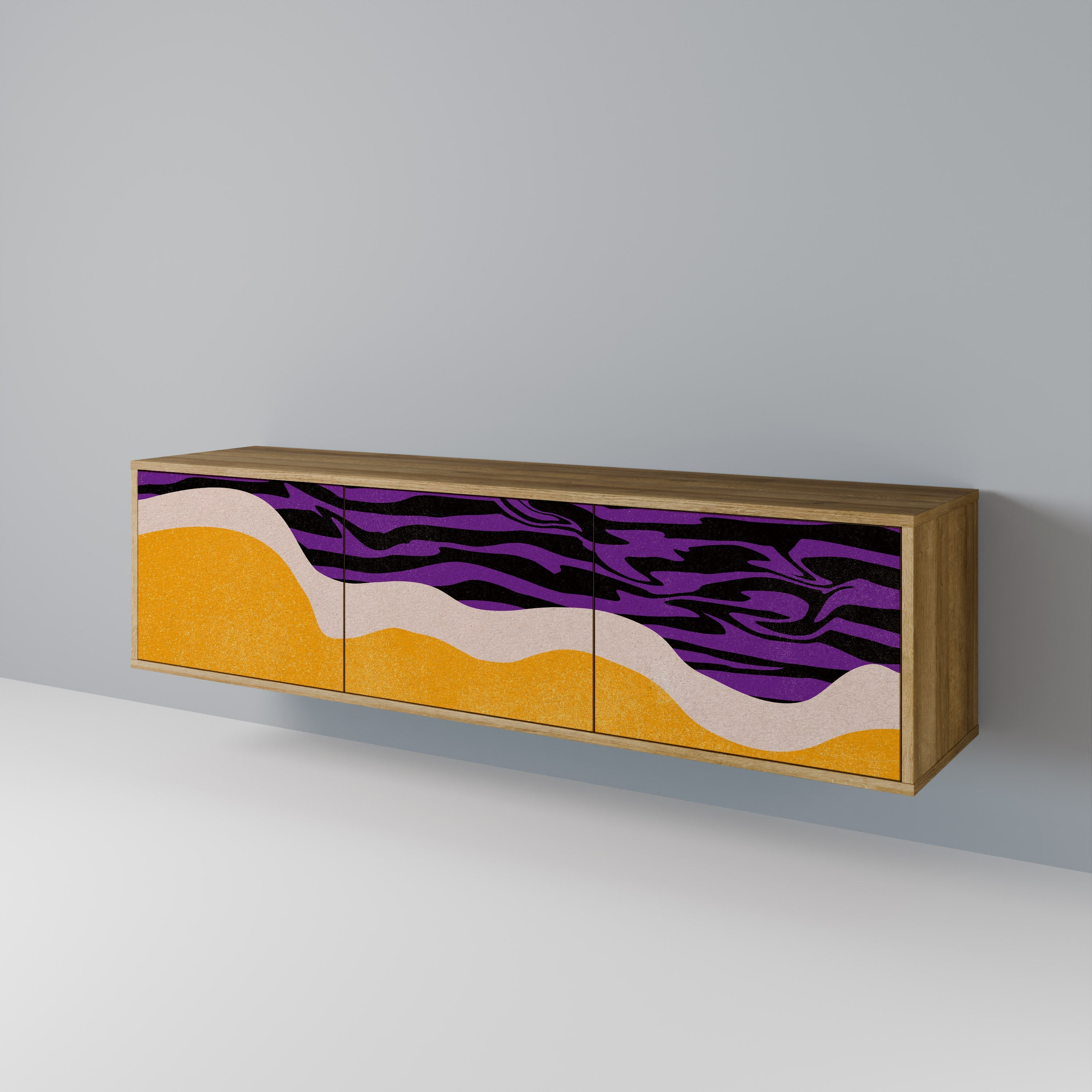 INDEPENDENT BORDER Móvel de TV com 3 Portas em Efeito Carvalho
