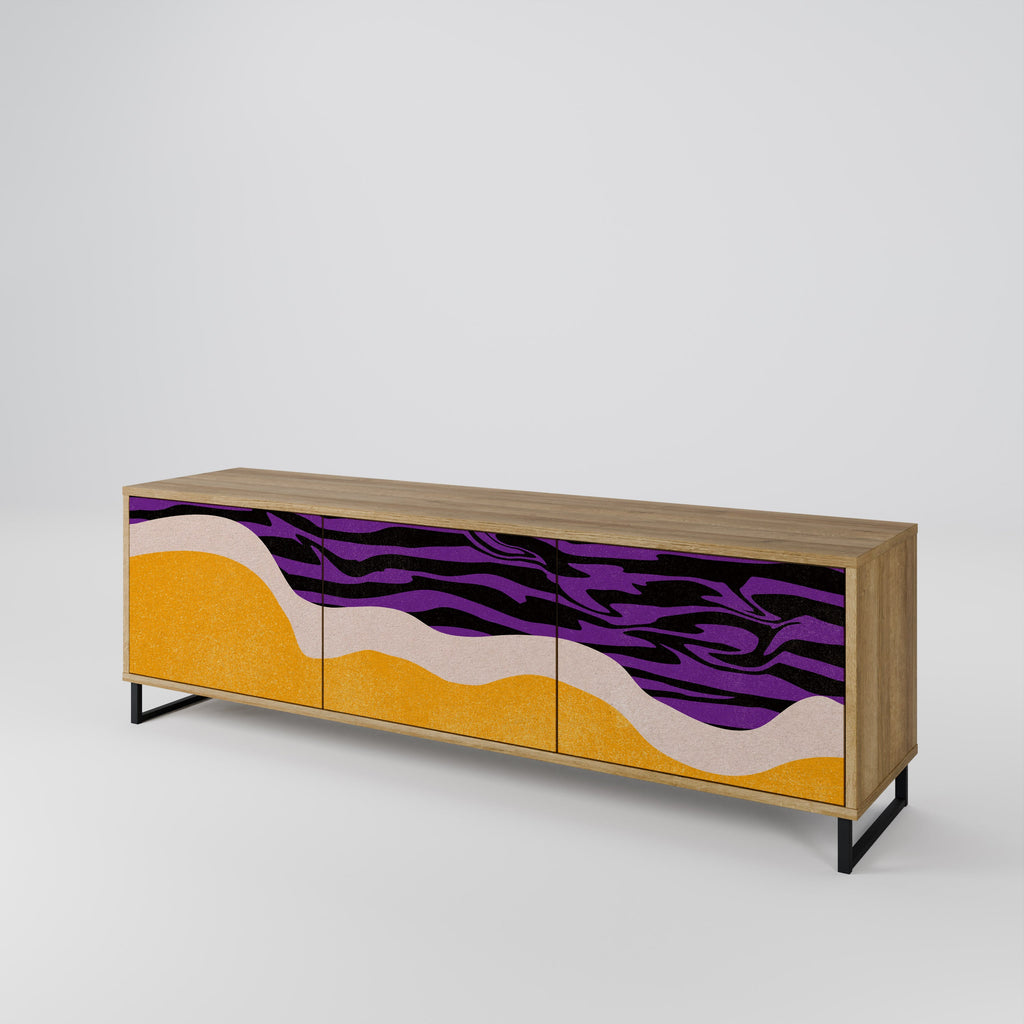 INDEPENDENT BORDER Móvel de TV com 3 Portas em Efeito Carvalho