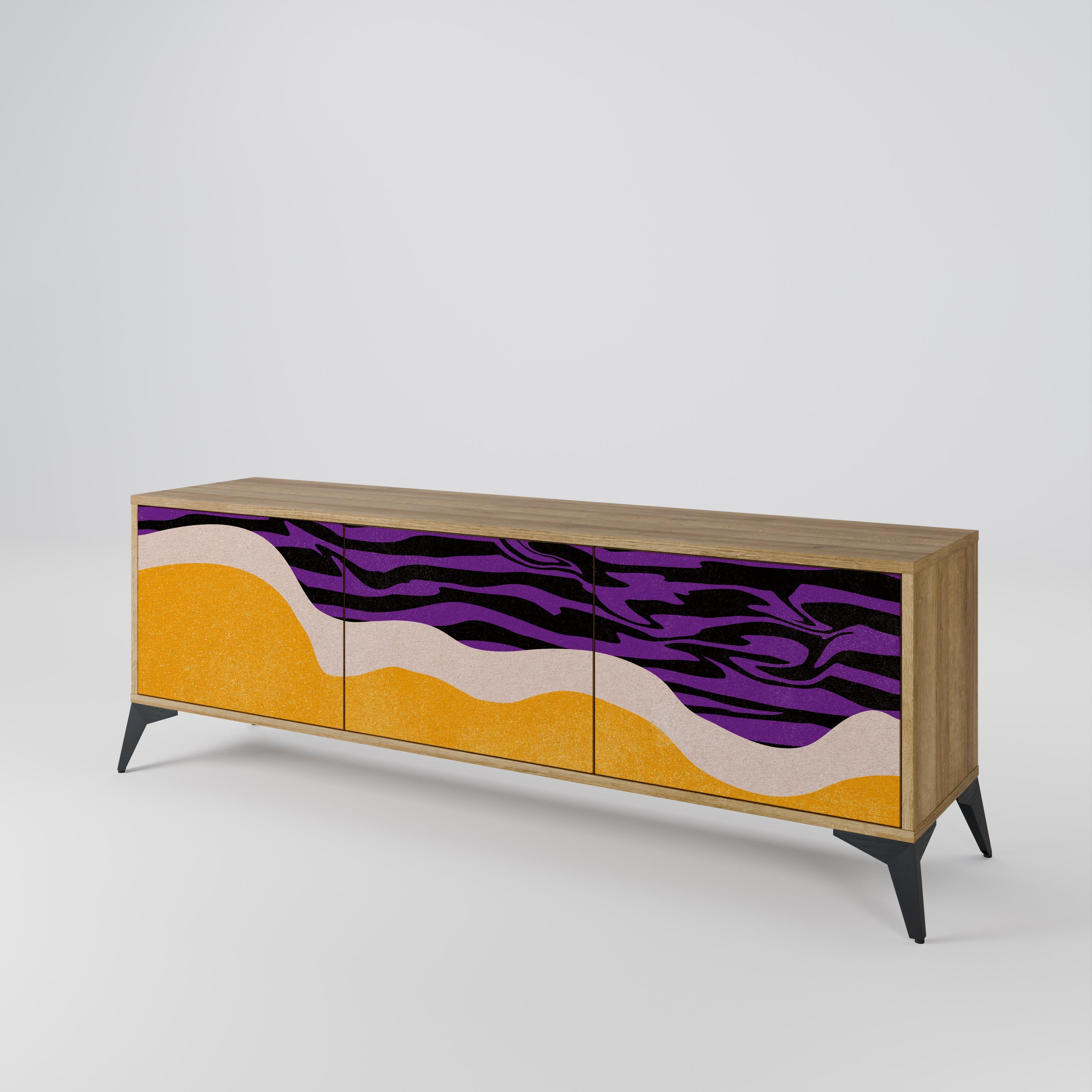 INDEPENDENT BORDER Móvel de TV com 3 Portas em Efeito Carvalho