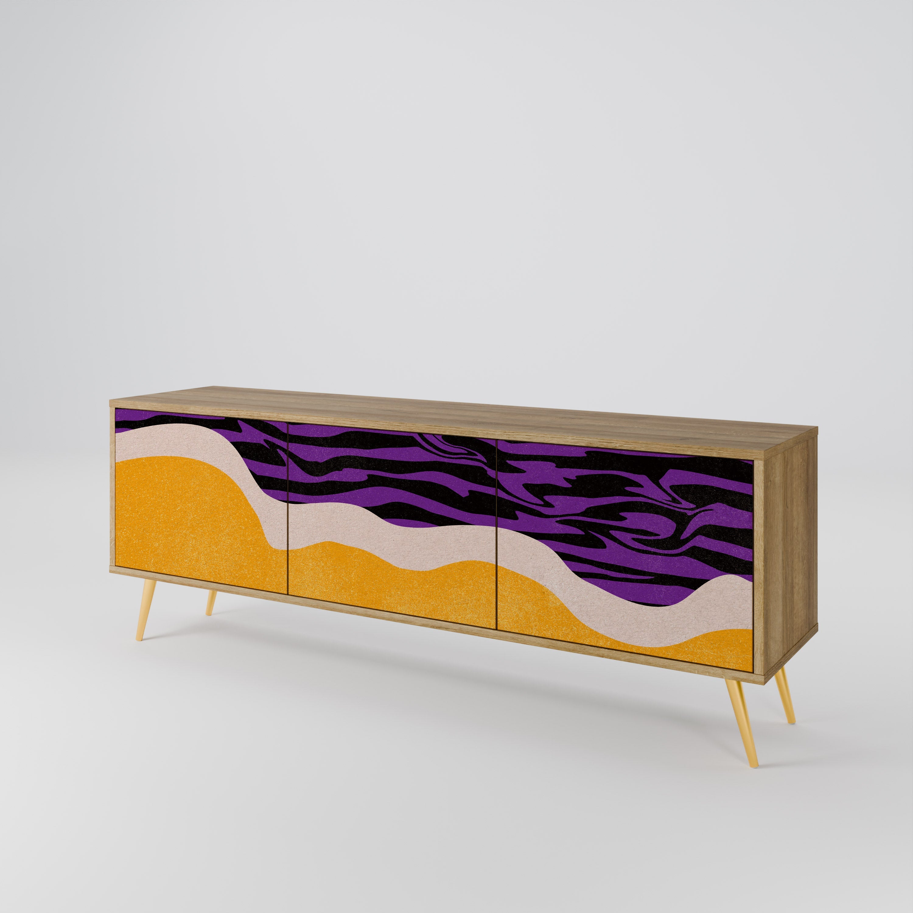 INDEPENDENT BORDER Móvel de TV com 3 Portas em Efeito Carvalho