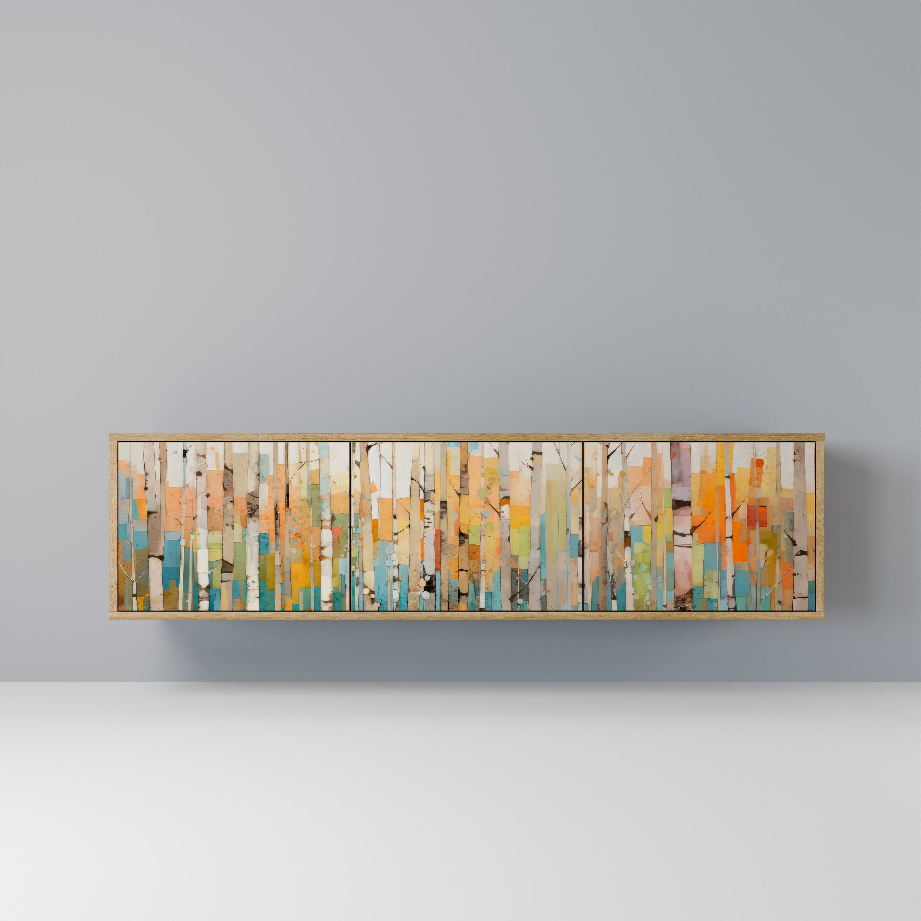 BIRCH KALEIDOSCOPE Móvel de TV com 3 Portas em Efeito Carvalho