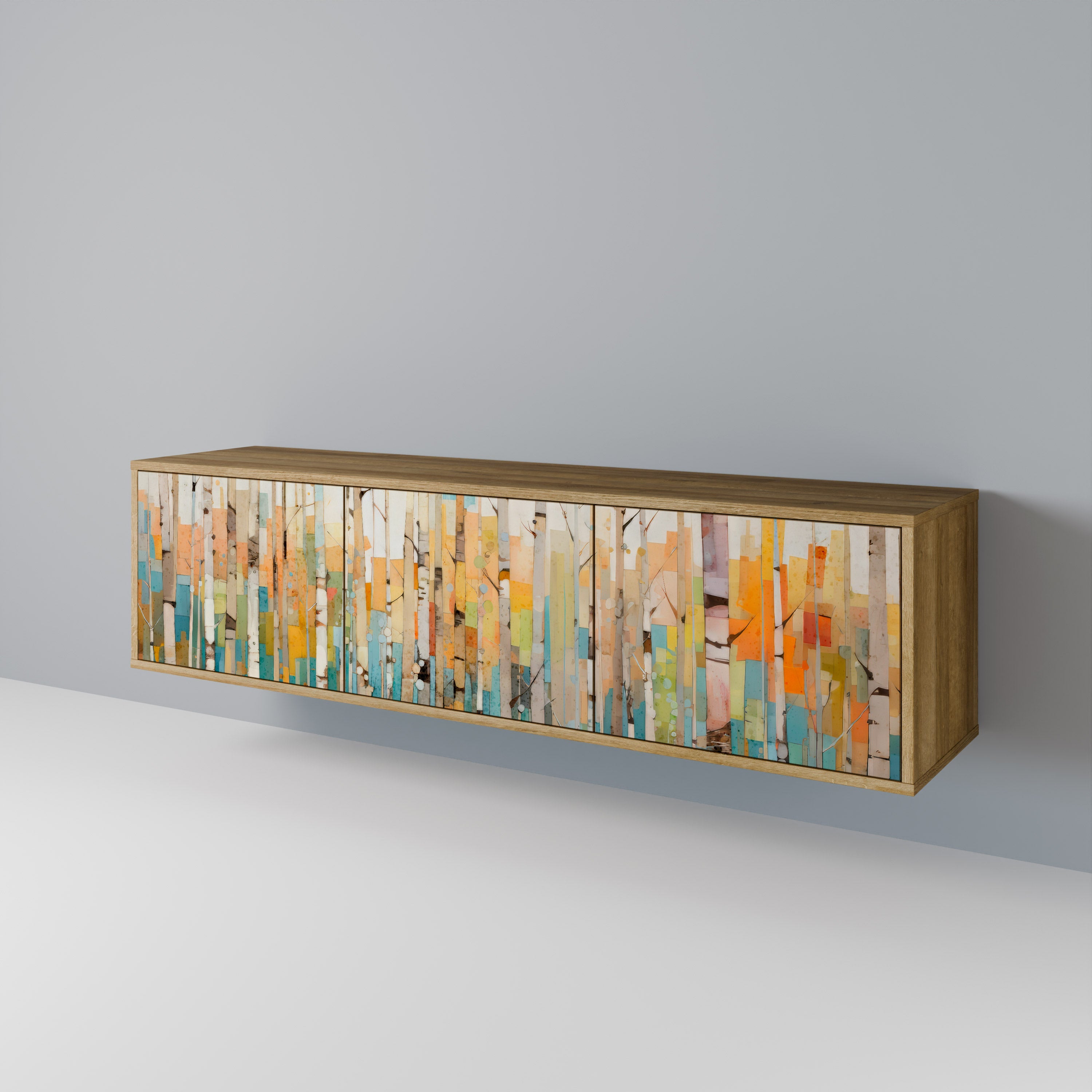 BIRCH KALEIDOSCOPE Móvel de TV com 3 Portas em Efeito Carvalho