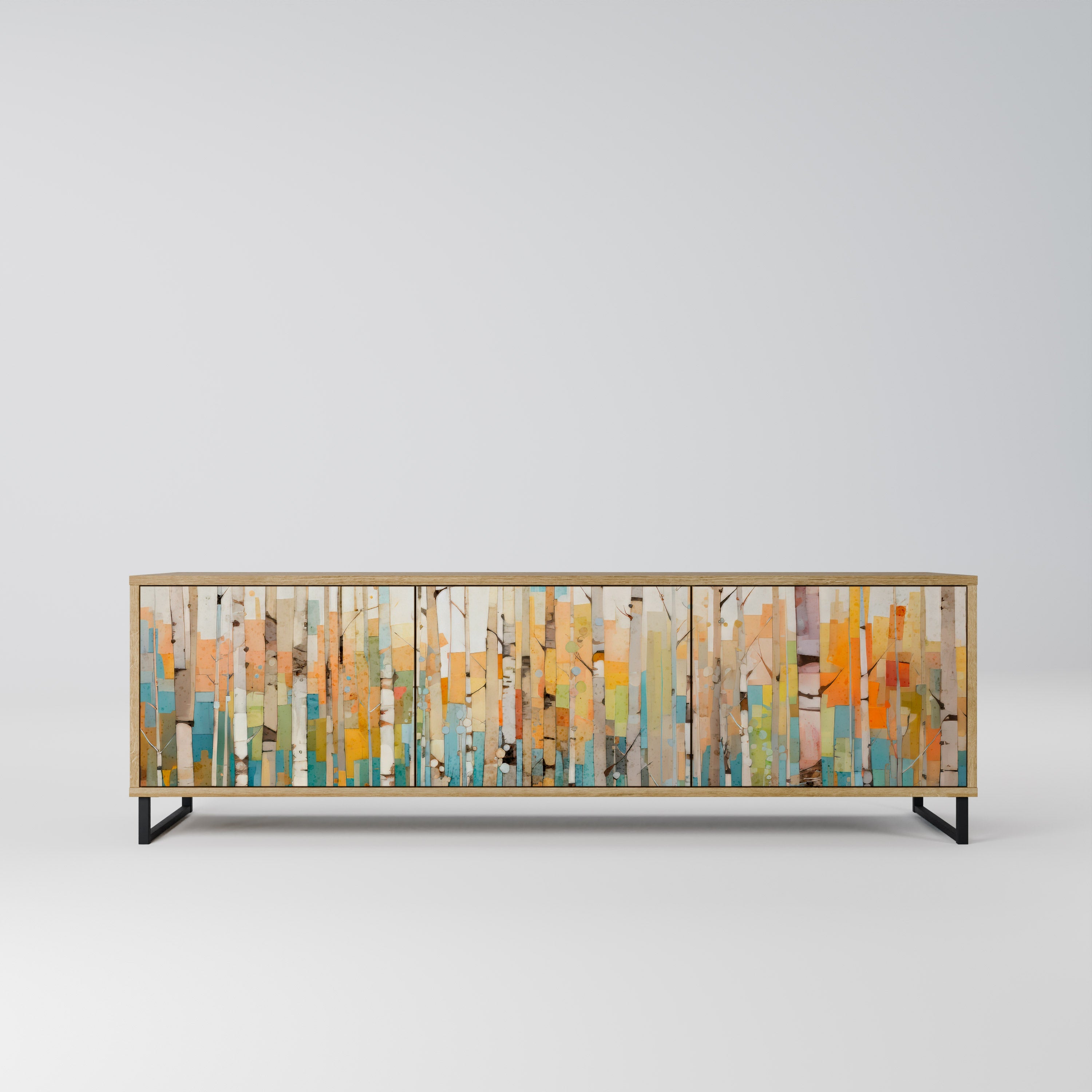 BIRCH KALEIDOSCOPE Móvel de TV com 3 Portas em Efeito Carvalho