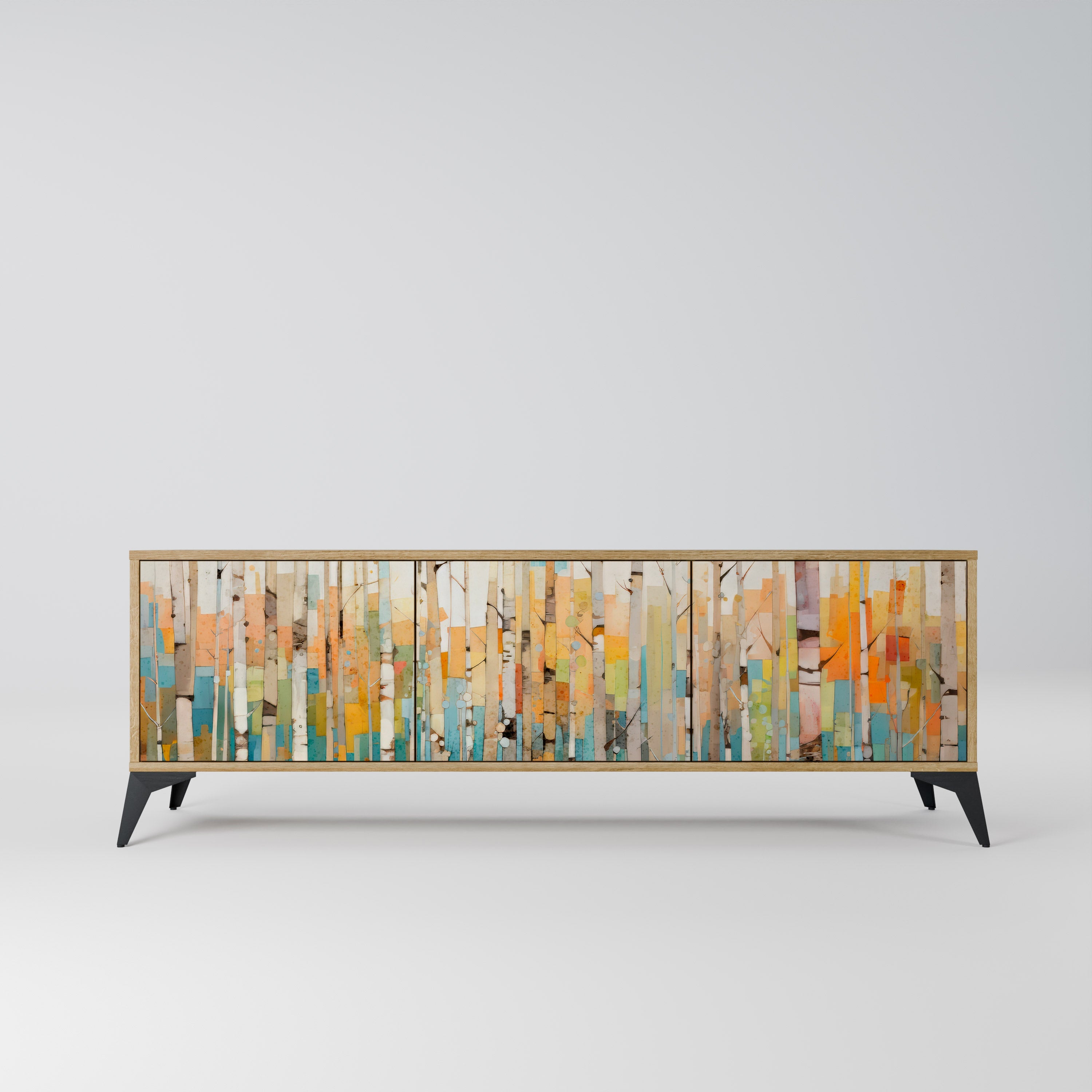 BIRCH KALEIDOSCOPE Móvel de TV com 3 Portas em Efeito Carvalho