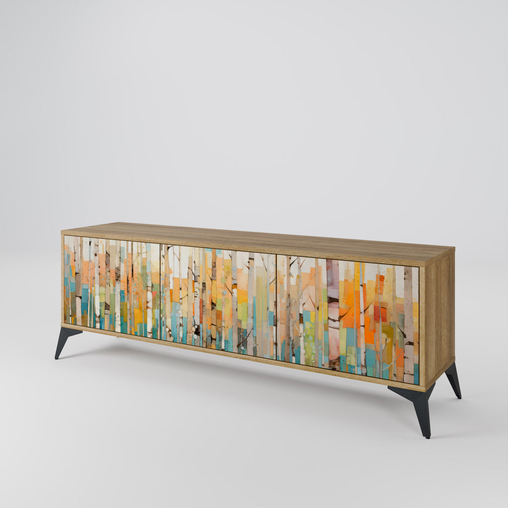 BIRCH KALEIDOSCOPE Móvel de TV com 3 Portas em Efeito Carvalho