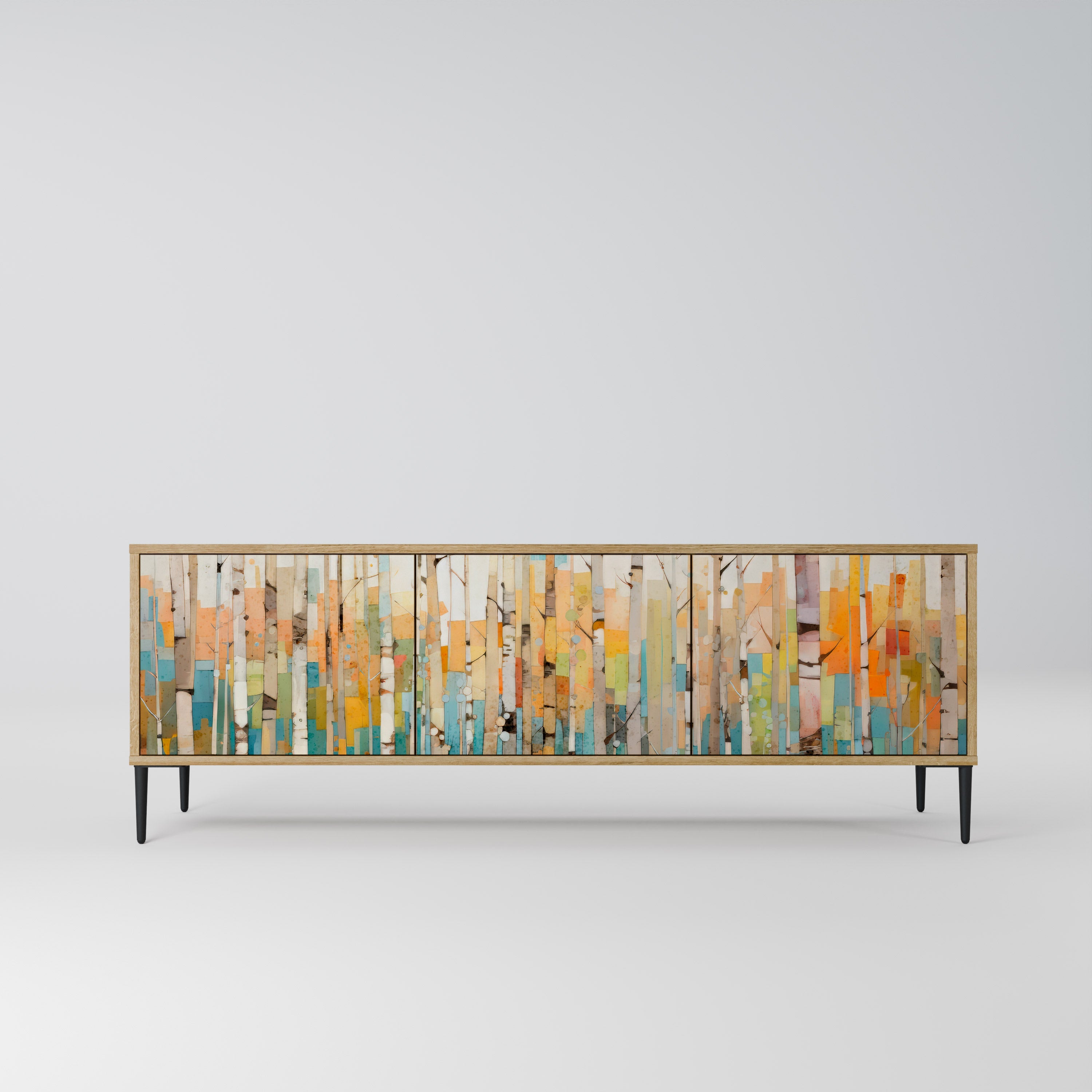 BIRCH KALEIDOSCOPE Móvel de TV com 3 Portas em Efeito Carvalho