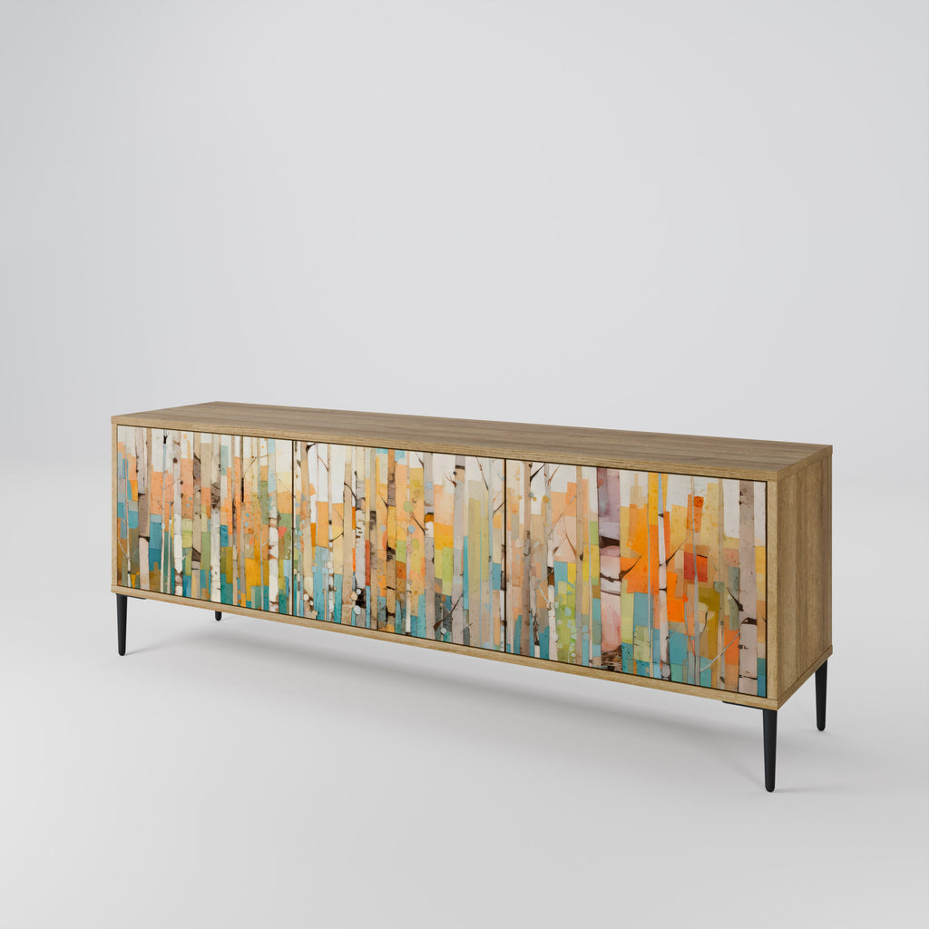 BIRCH KALEIDOSCOPE Móvel de TV com 3 Portas em Efeito Carvalho