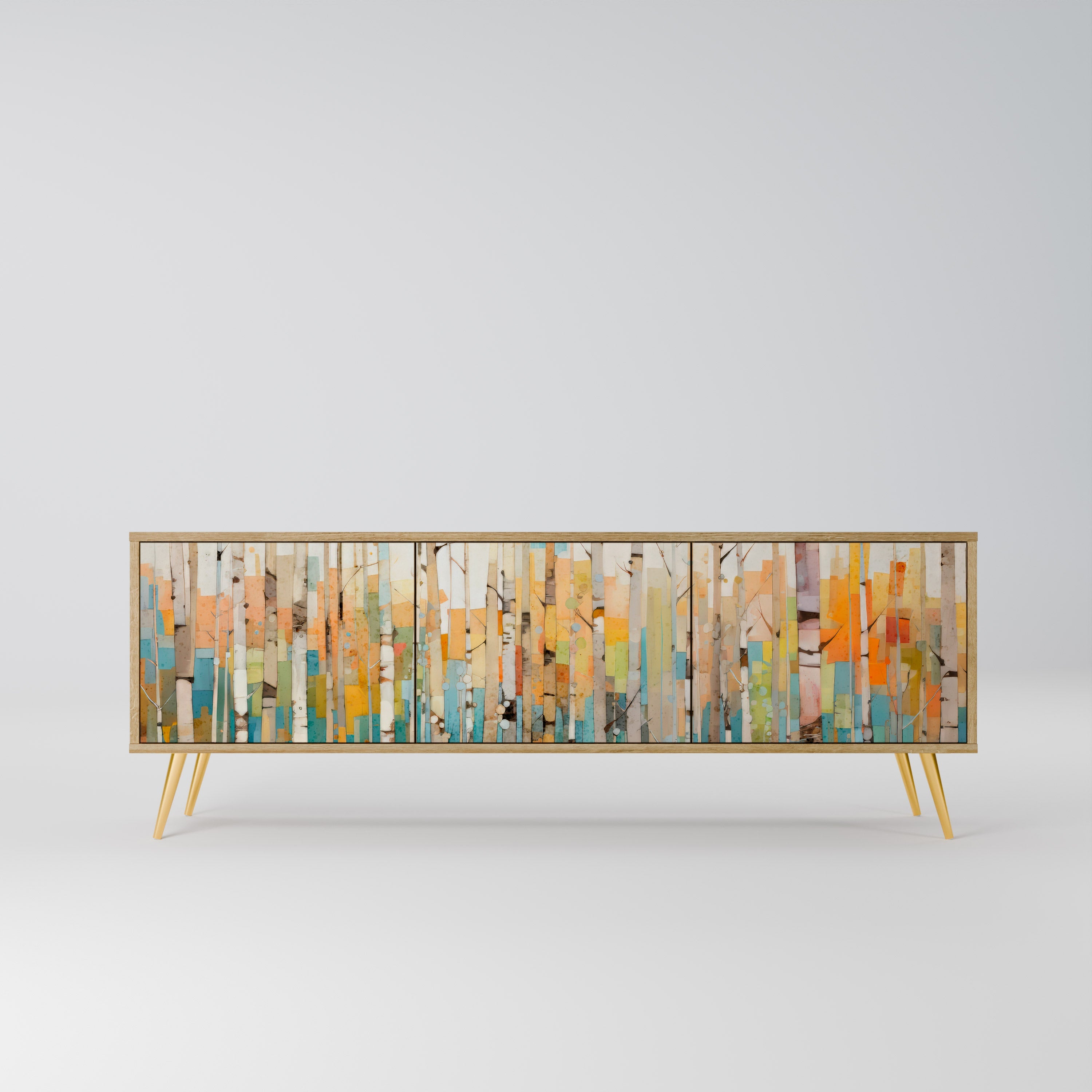 BIRCH KALEIDOSCOPE Móvel de TV com 3 Portas em Efeito Carvalho