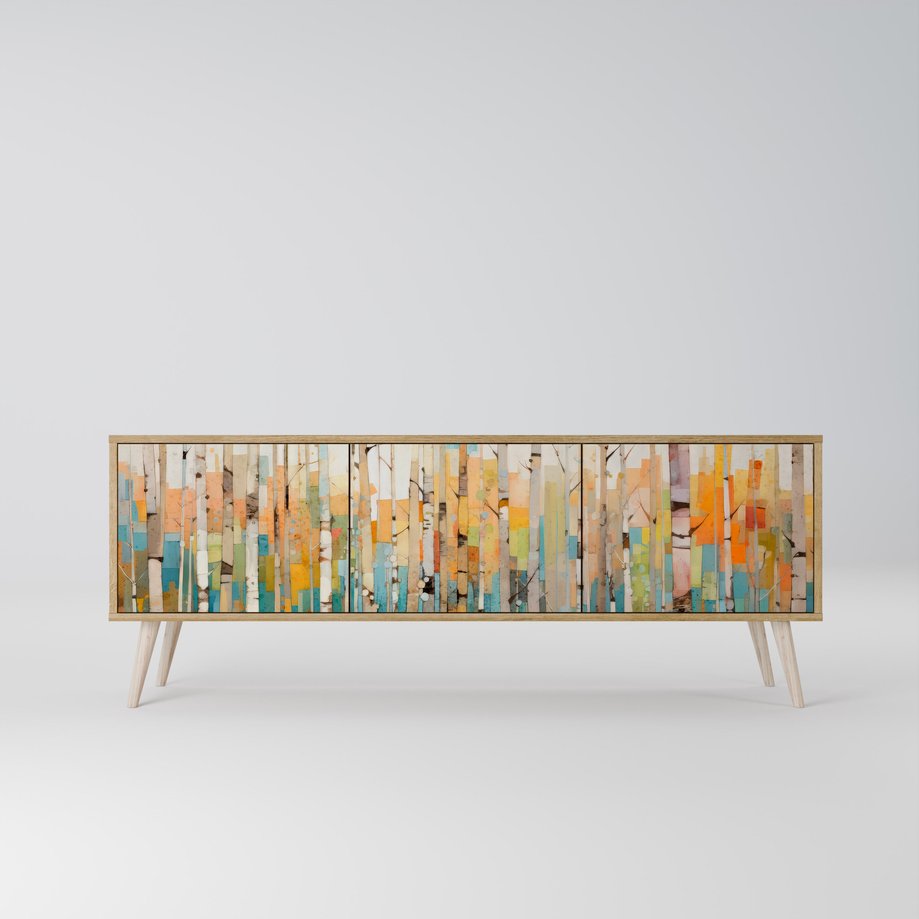 BIRCH KALEIDOSCOPE Móvel de TV com 3 Portas em Efeito Carvalho