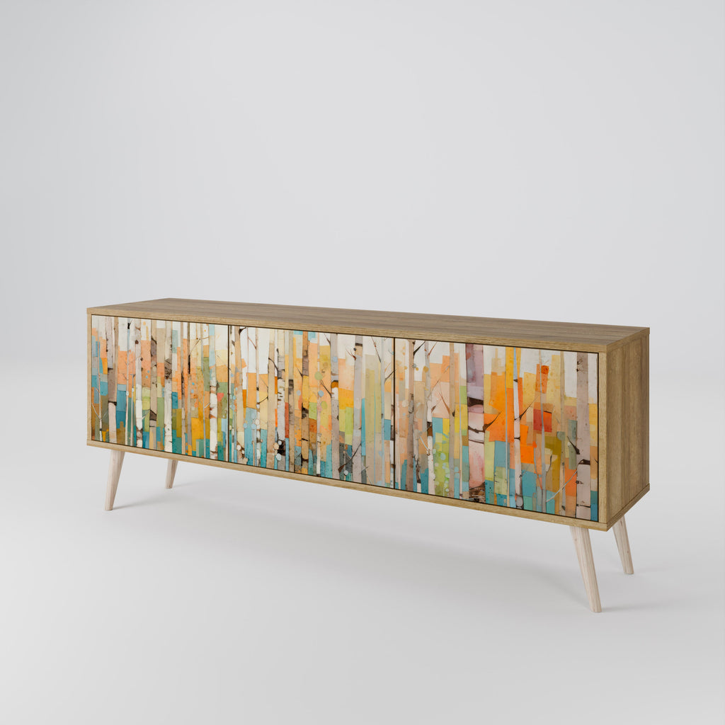 BIRCH KALEIDOSCOPE Móvel de TV com 3 Portas em Efeito Carvalho