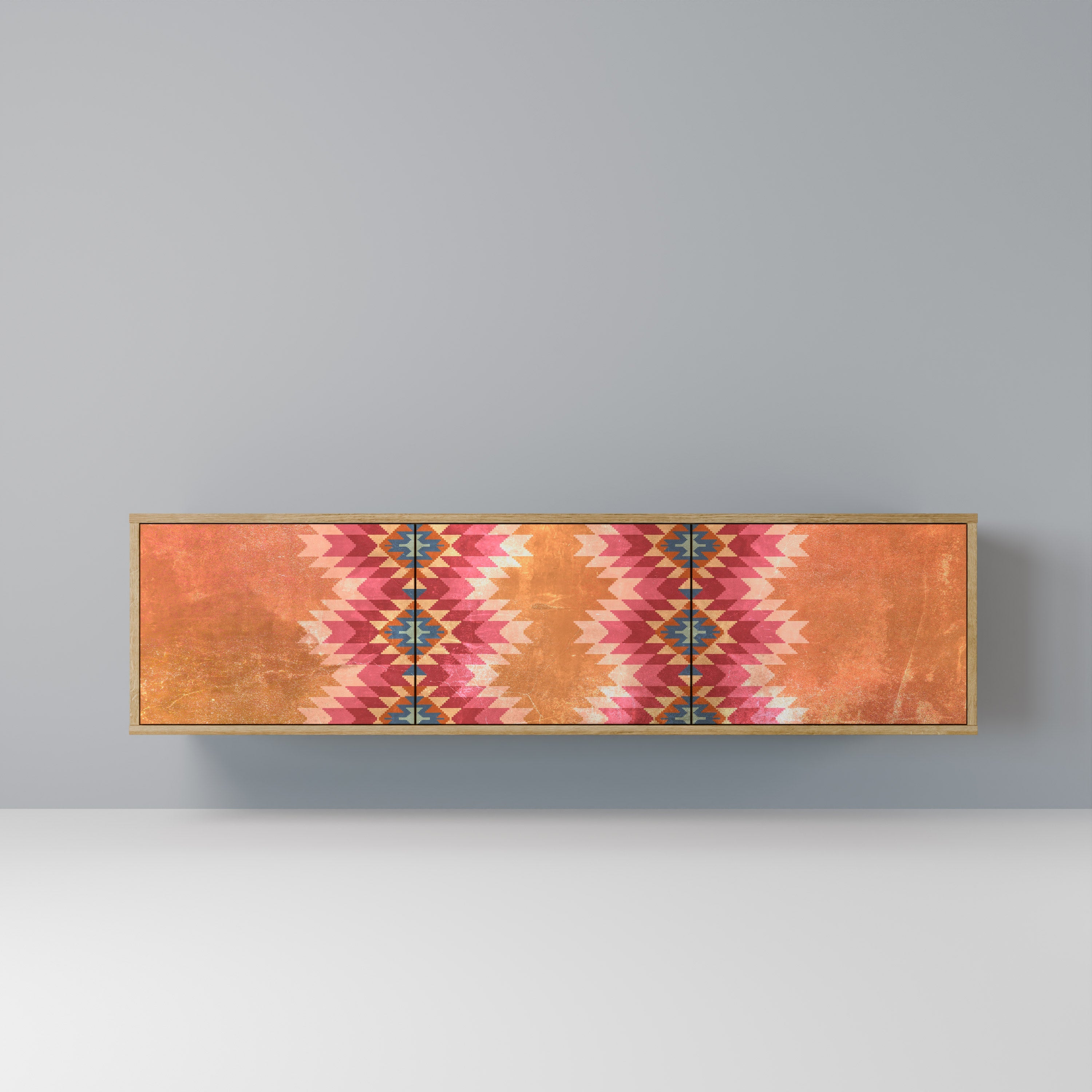 INDIAN FOLK Móvel de TV com 3 Portas em Efeito Carvalho