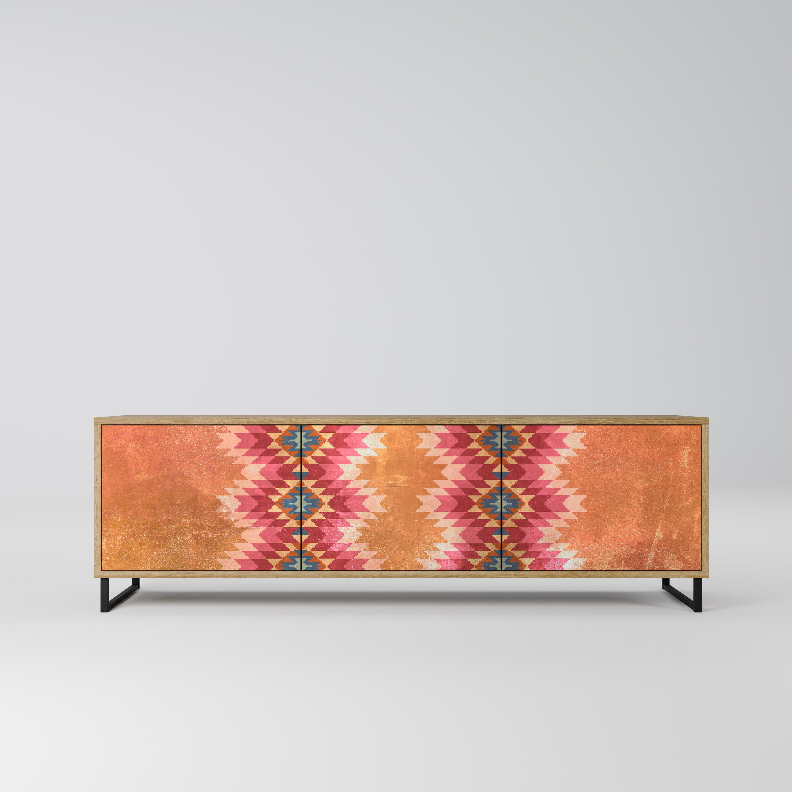 INDIAN FOLK Móvel de TV com 3 Portas em Efeito Carvalho