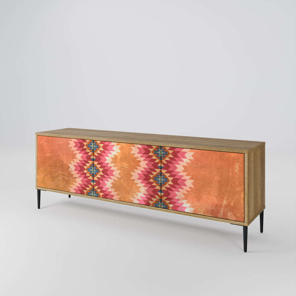 INDIAN FOLK Móvel de TV com 3 Portas em Efeito Carvalho