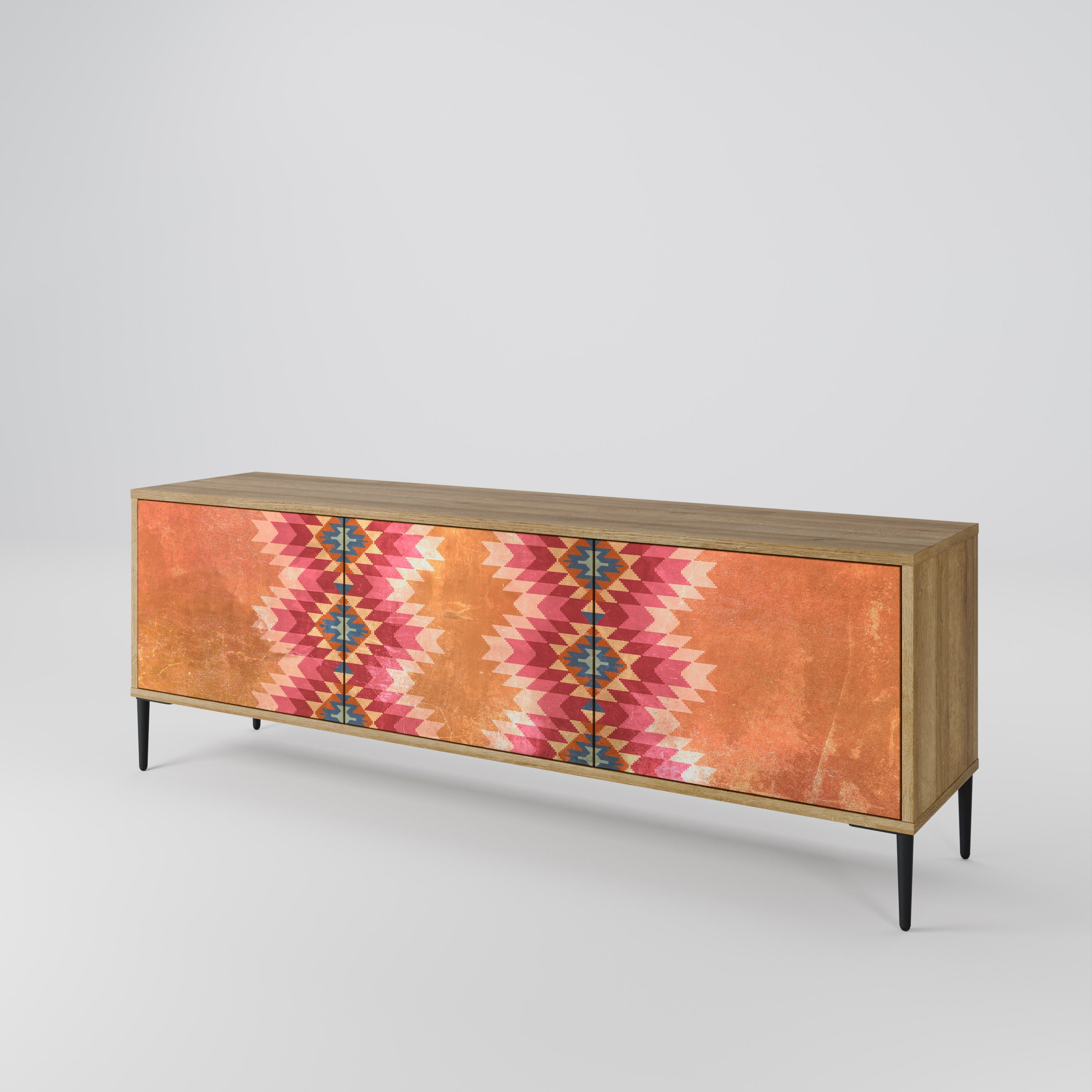 INDIAN FOLK Móvel de TV com 3 Portas em Efeito Carvalho