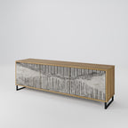 GRAIN LINES Móvel de TV com 3 Portas em Efeito Carvalho