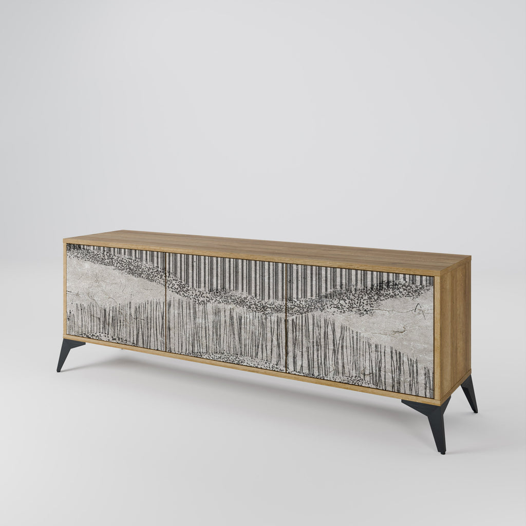 GRAIN LINES Móvel de TV com 3 Portas em Efeito Carvalho