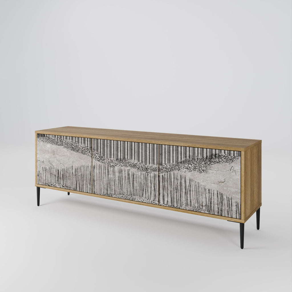 GRAIN LINES Móvel de TV com 3 Portas em Efeito Carvalho