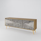 GRAIN LINES Móvel de TV com 3 Portas em Efeito Carvalho