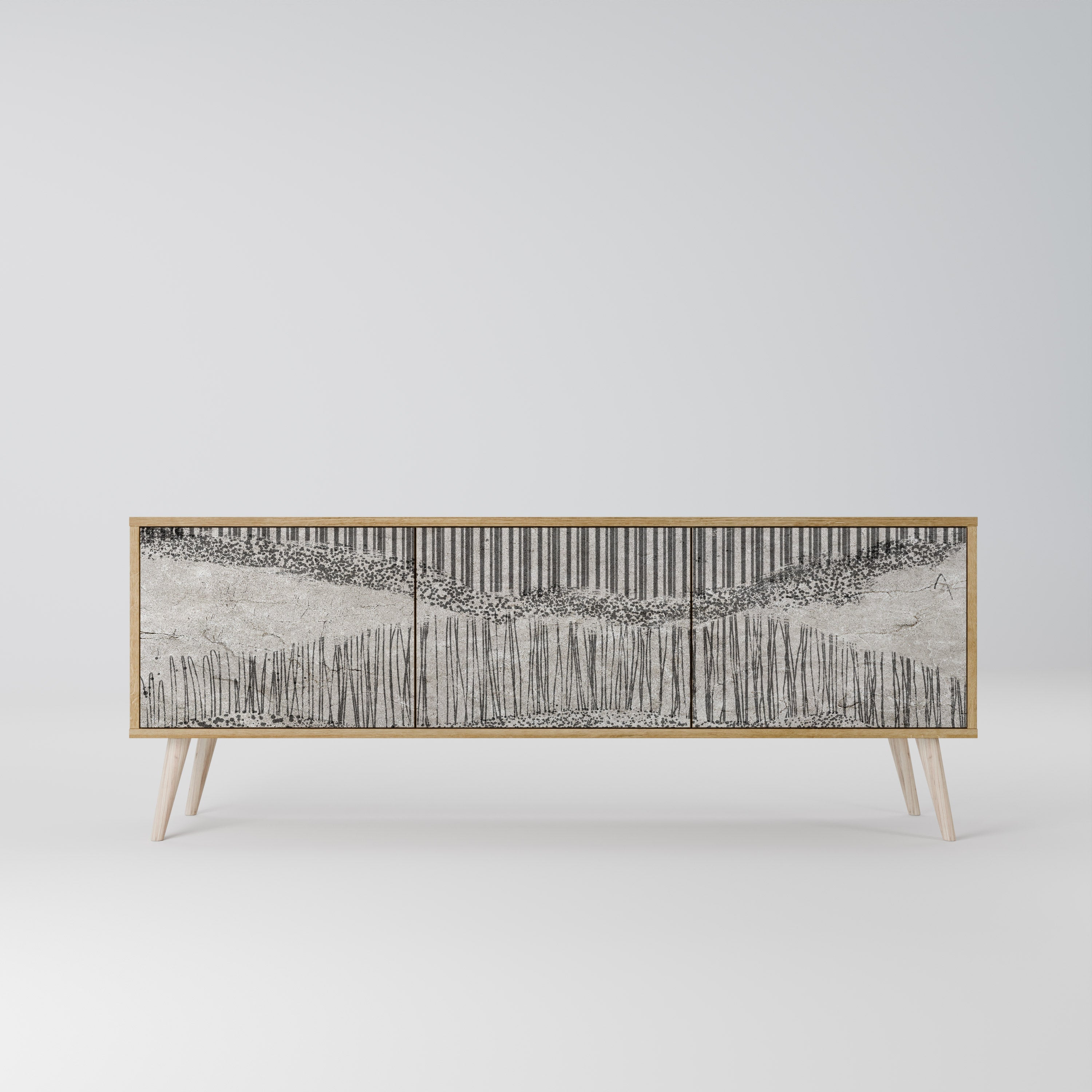 GRAIN LINES Móvel de TV com 3 Portas em Efeito Carvalho