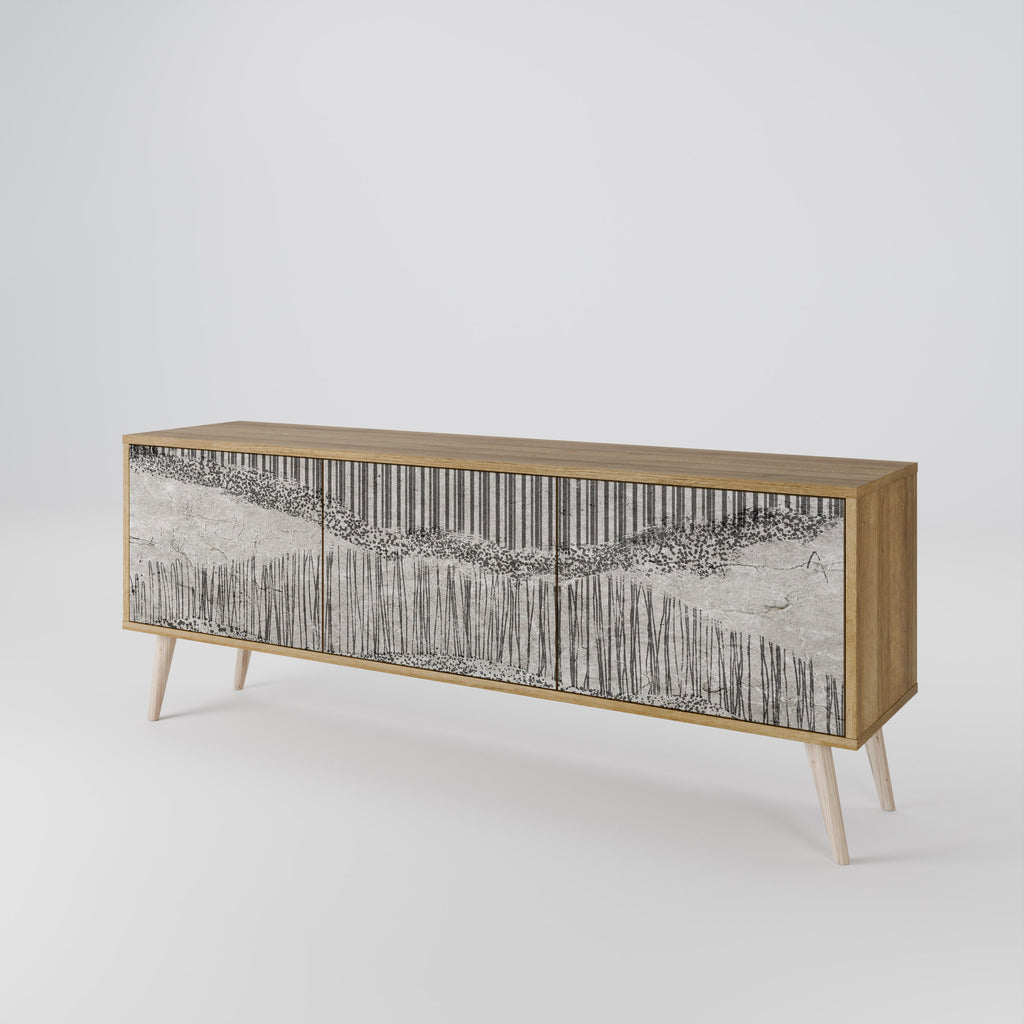 GRAIN LINES Móvel de TV com 3 Portas em Efeito Carvalho